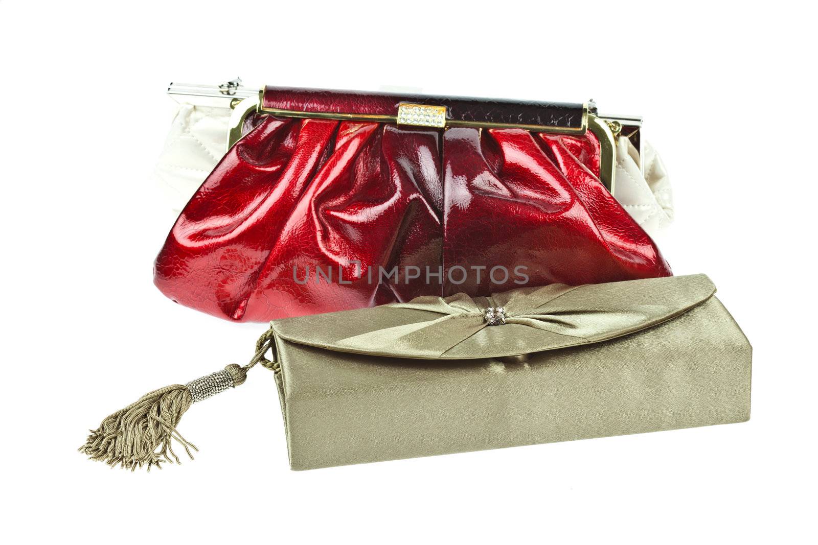 The women clutch bag isolated on white background