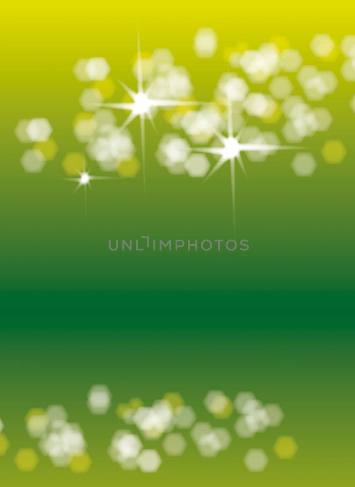 A green based background with soft focus light effects and stars. Ideal Christmas background. Space for copy etc.