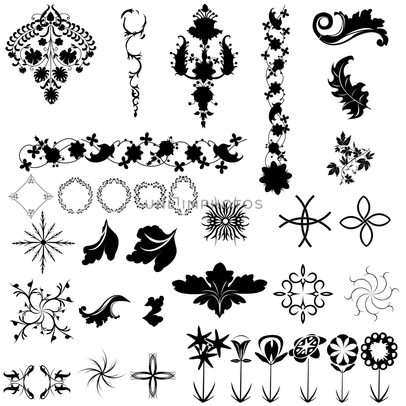 Collection of design elements, vintage graphic. isolated objects over white background