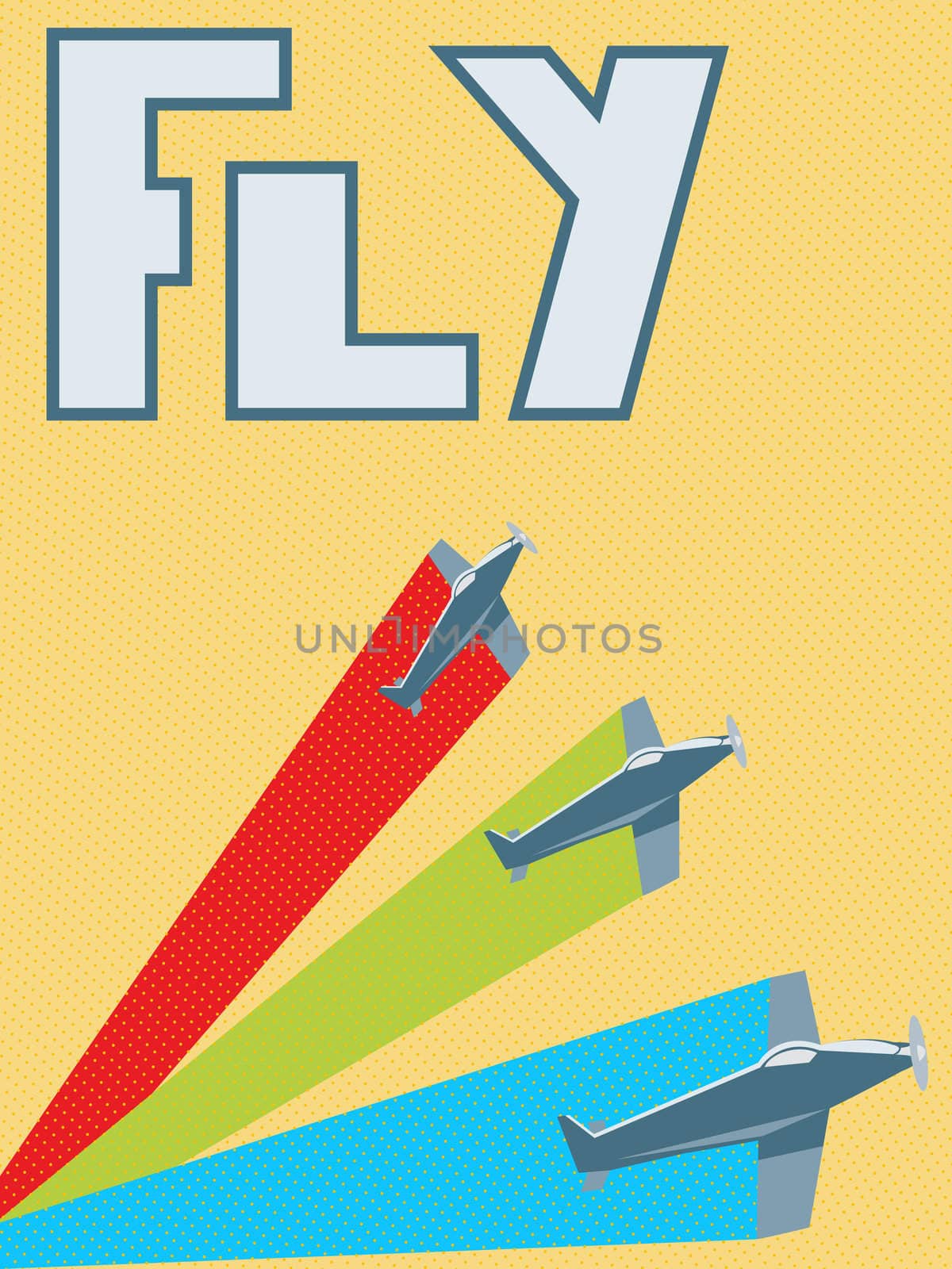 abstract retro poster with stylized planes