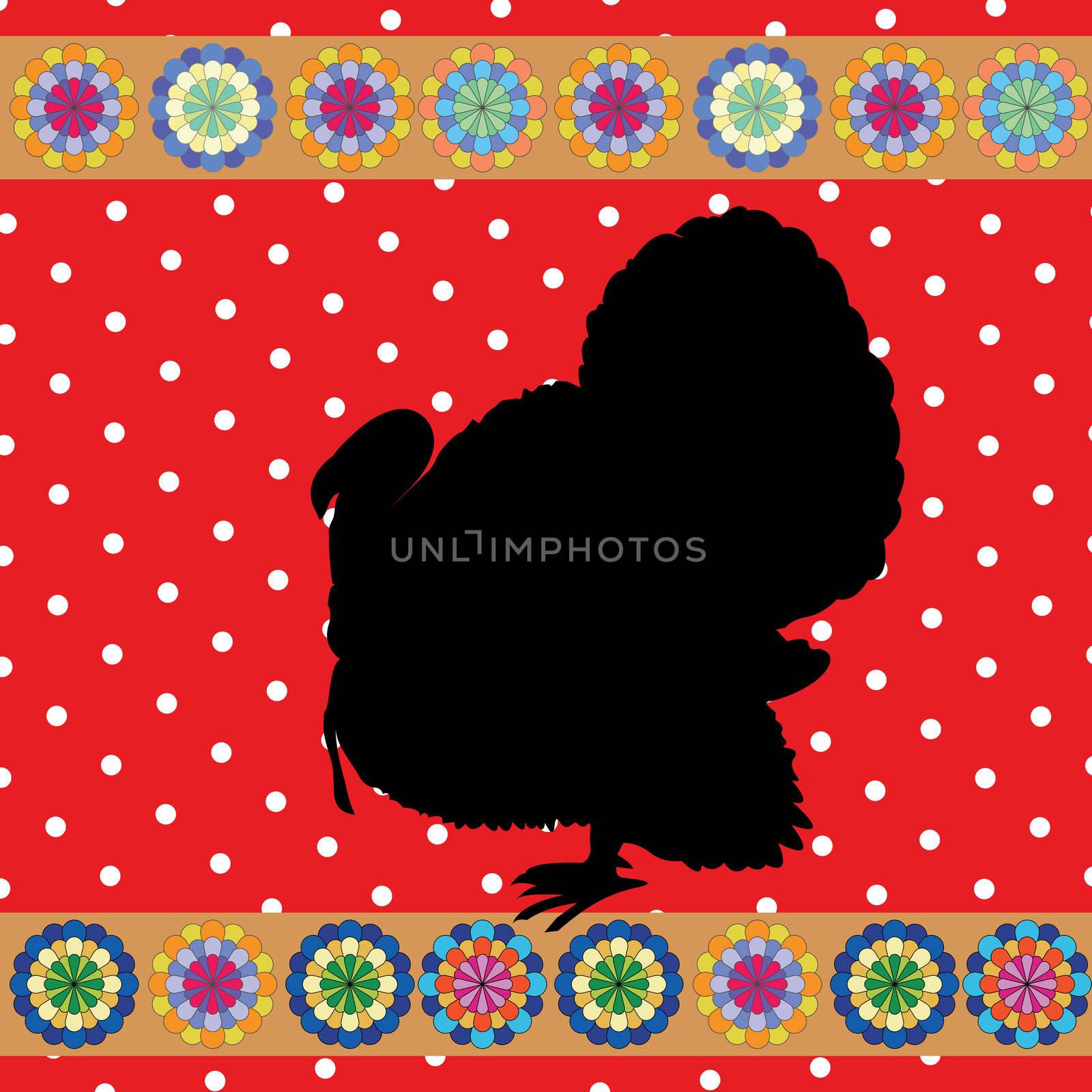 turkey clipart background, retro style card