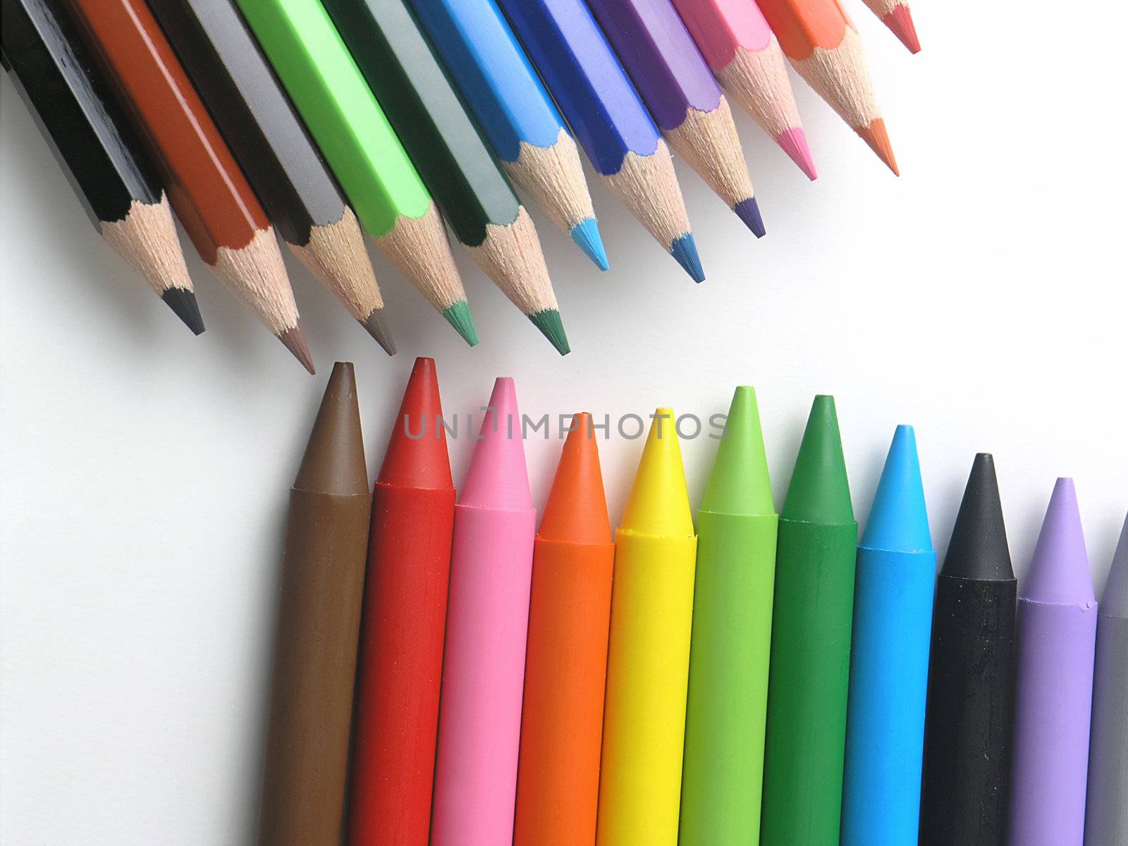 Colored crayons