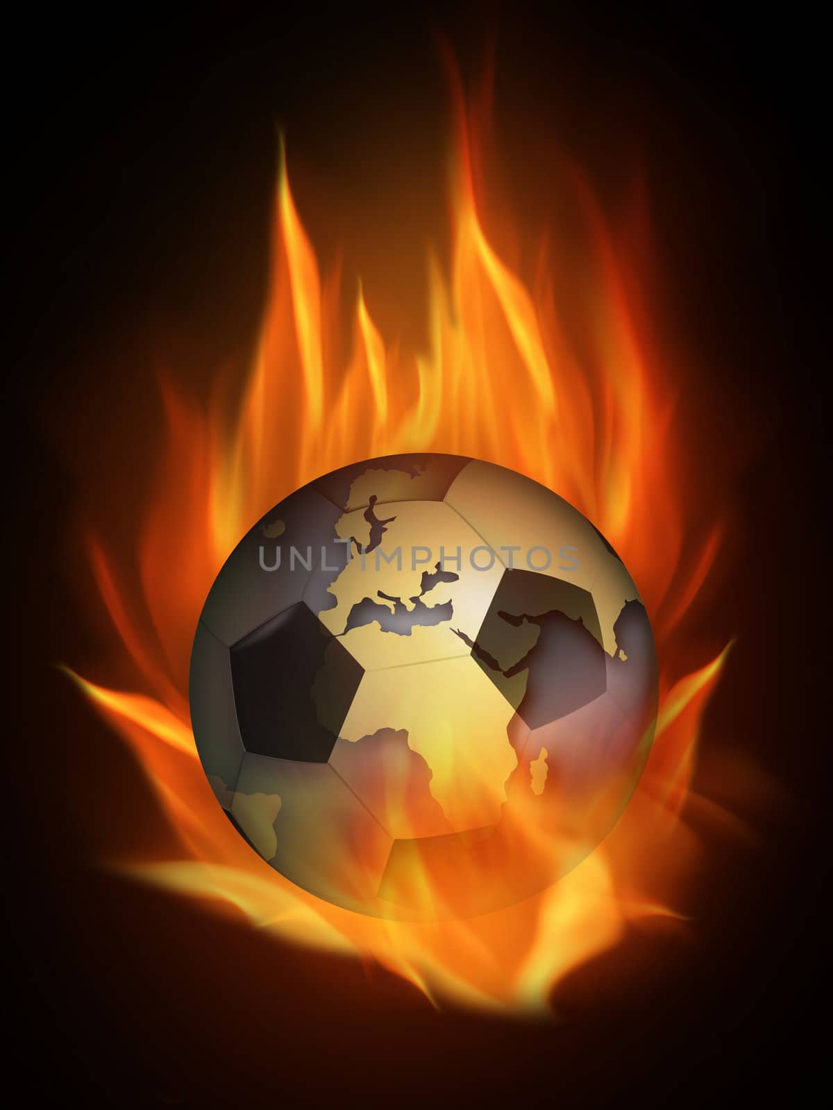 The hot burning contour of a football