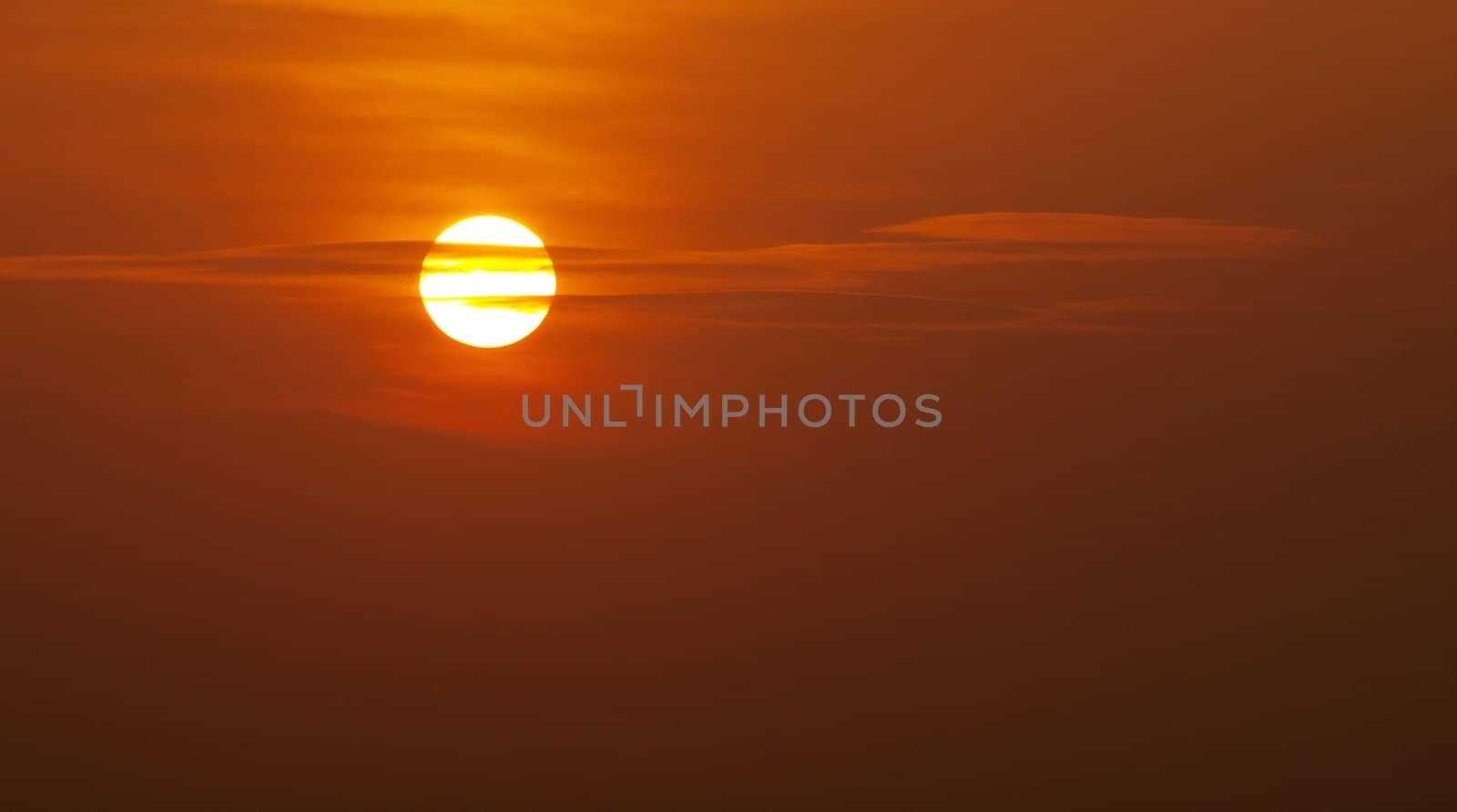 Beautiful red sunset with thin clouds in Malaysia