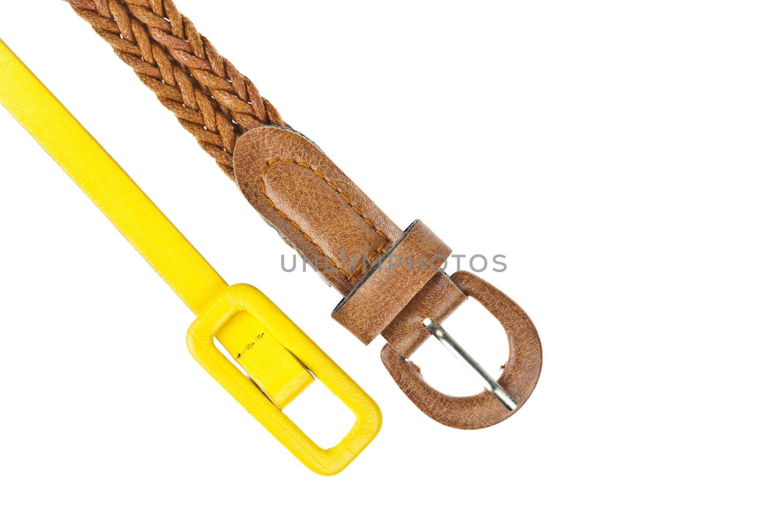 colorful brown and yellow belt  on white background