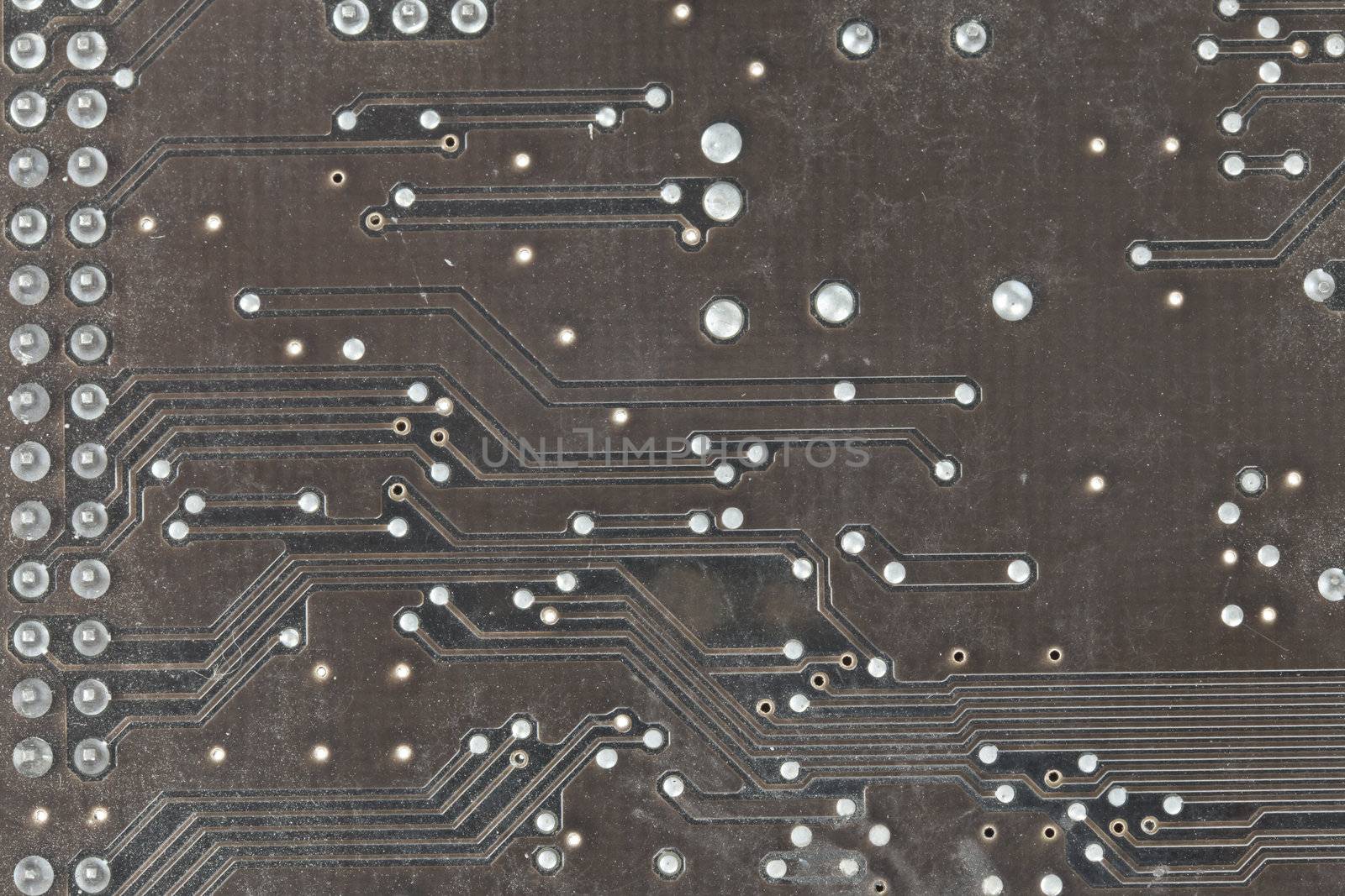 The printed-circuit board with electronic components macro backg by FrameAngel