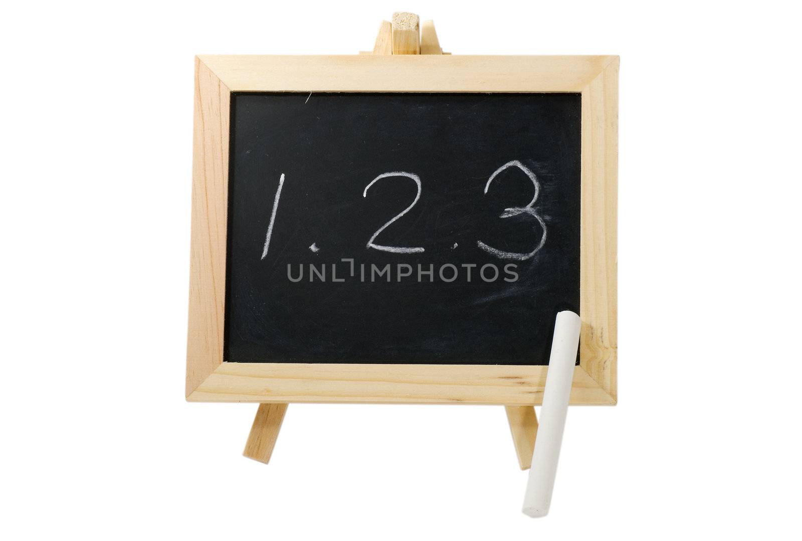 It is a blackboard written with 1,2,3.
