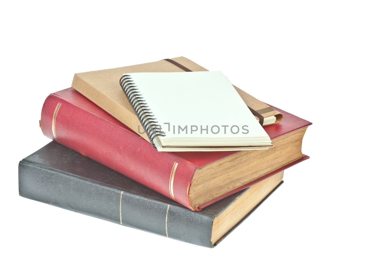 cream colored paper notebook and book as background by FrameAngel