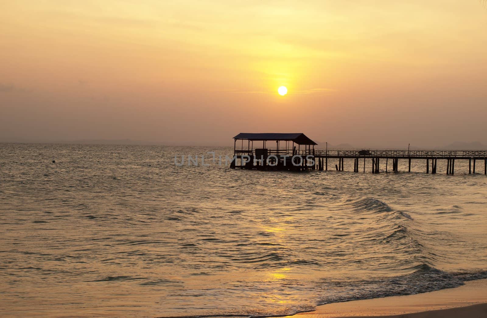 Beautiful sunset on Pulau Besar island in Malaysia