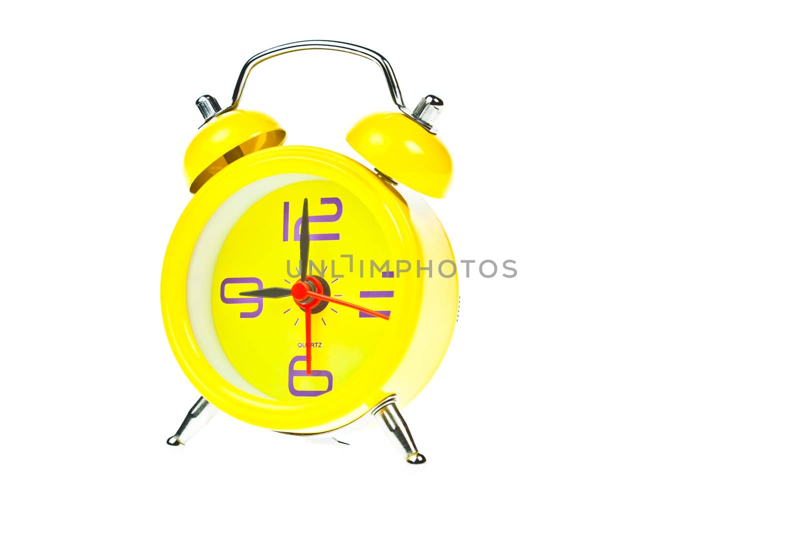 Clock, Yellow clock, showing nine o'clock, Isolated by FrameAngel