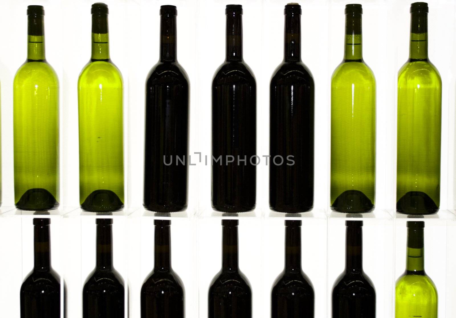 Some bottles of red win and withe wine