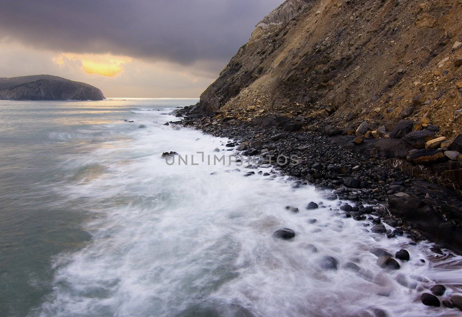 Calm image of the rocks in the sea shore