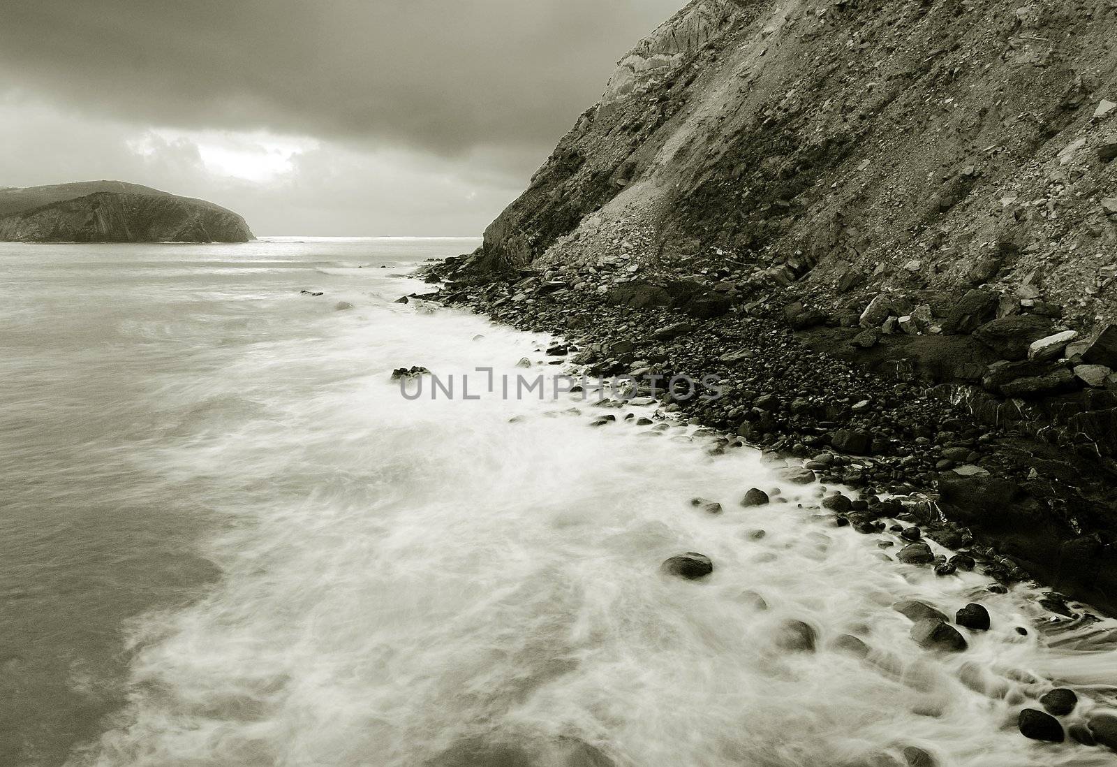 Calm image of the rocks in the sea shore