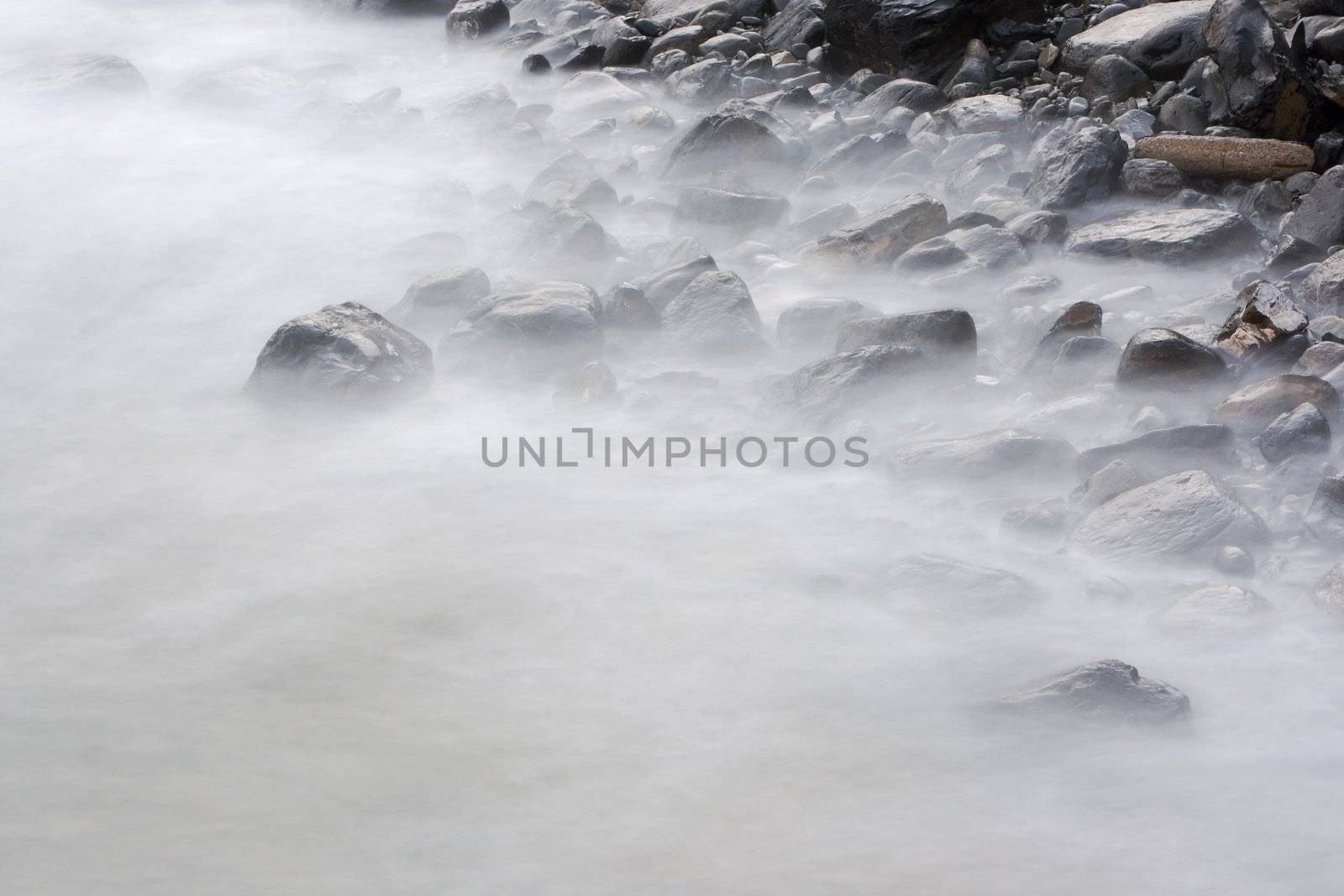 Calm image of the rocks in the sea shore