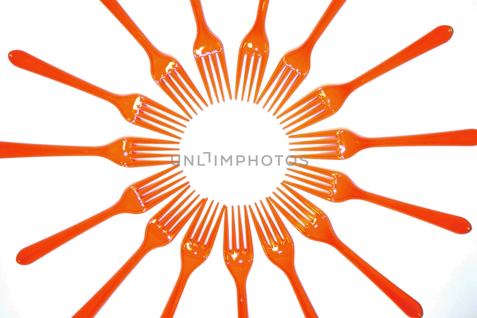 Sun made of Orange Plastic Forks