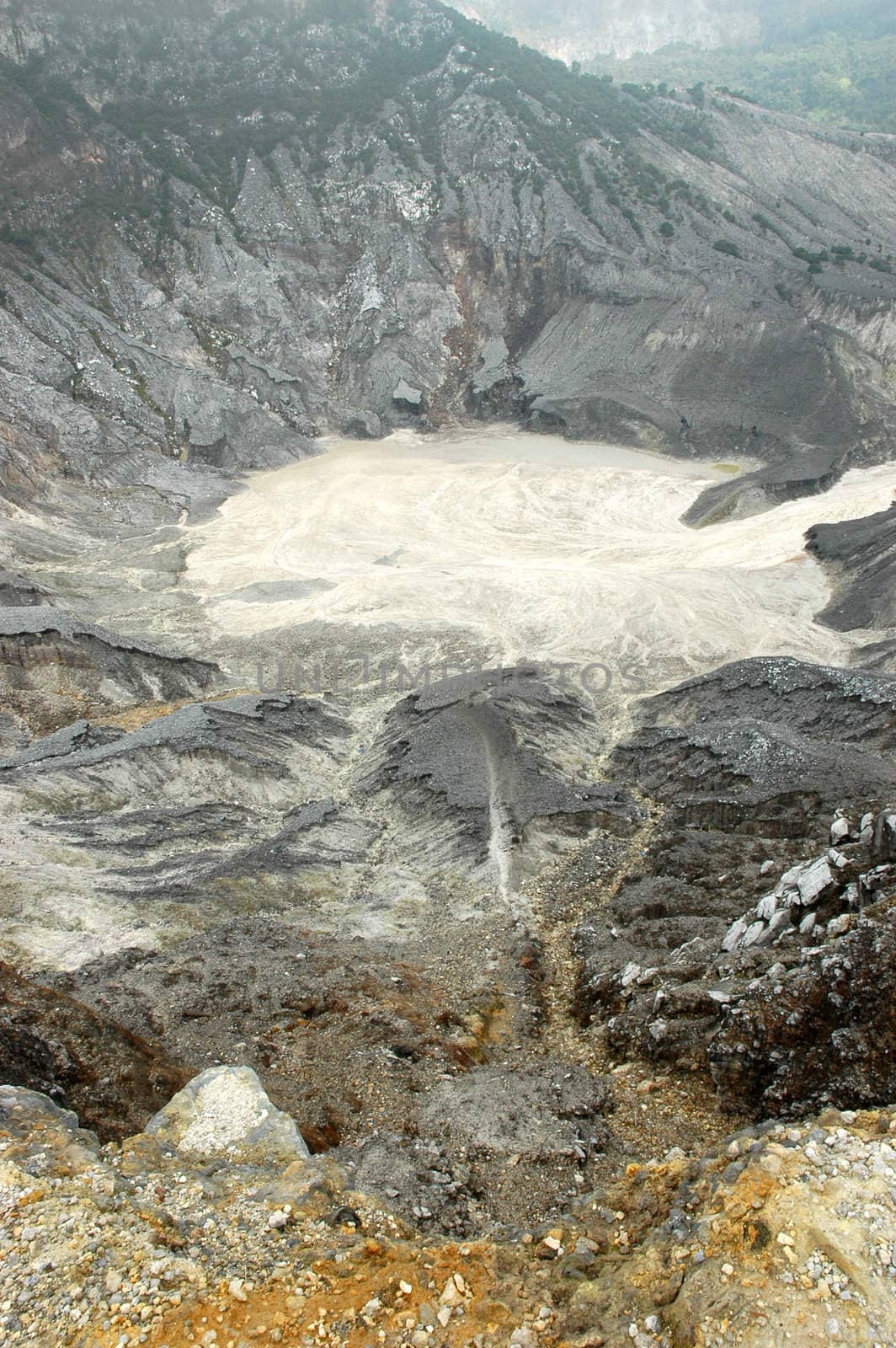 panoramic view of tangkuban perahu crater in bandung, west java-indonesia