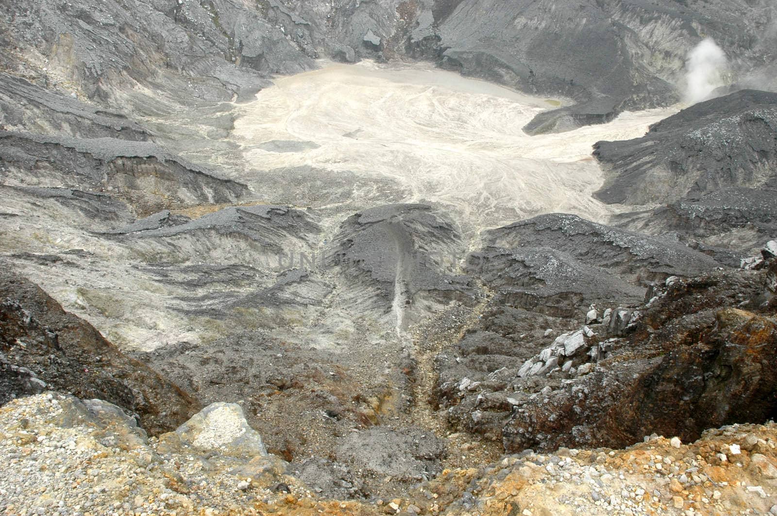 panoramic view of tangkuban perahu crater in bandung, west java-indonesia