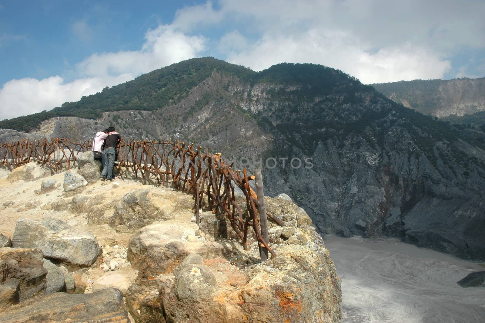 panoramic view of tangkuban perahu crater in bandung, west java-indonesia