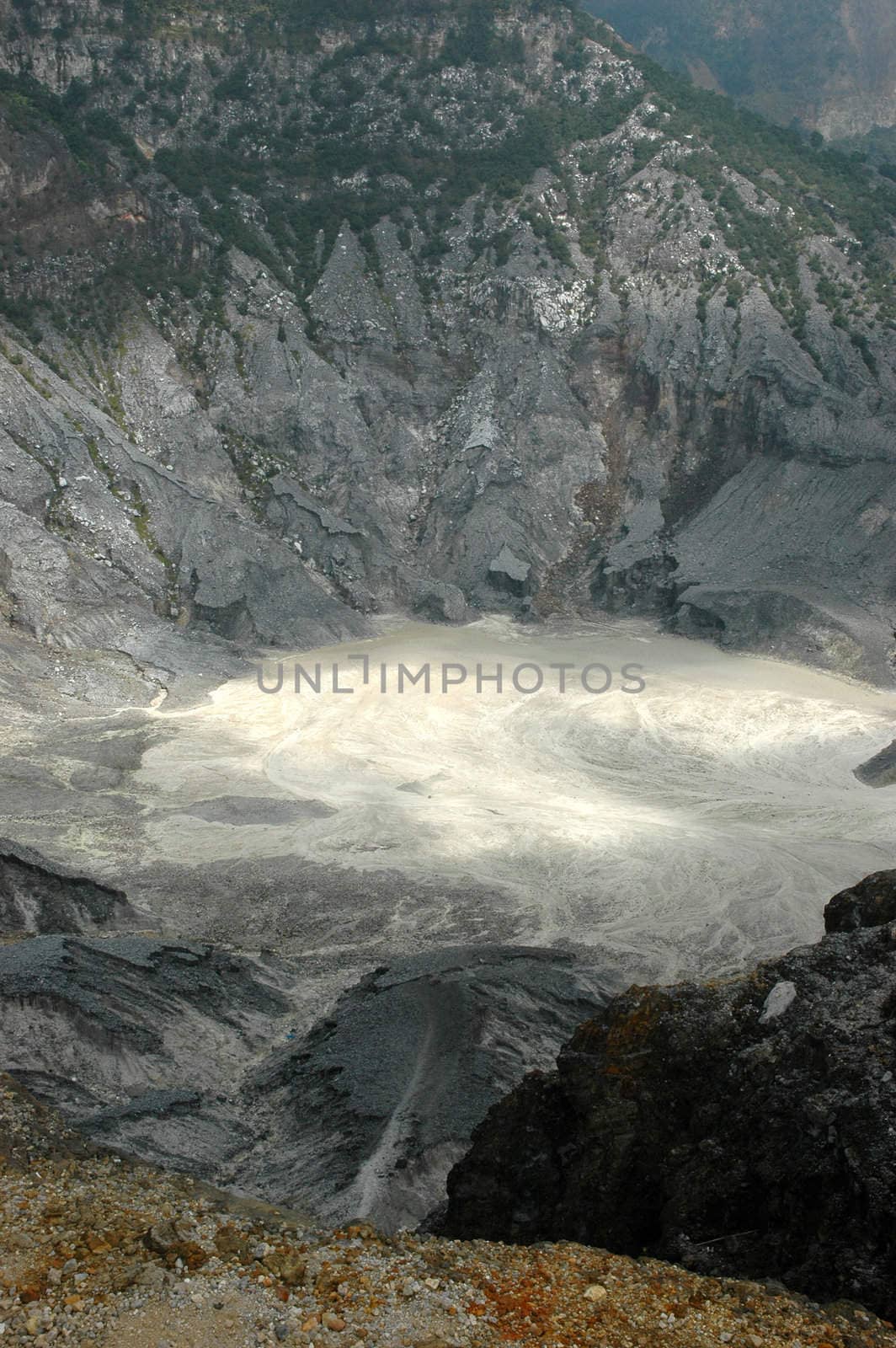 panoramic view of tangkuban perahu crater in bandung, west java-indonesia