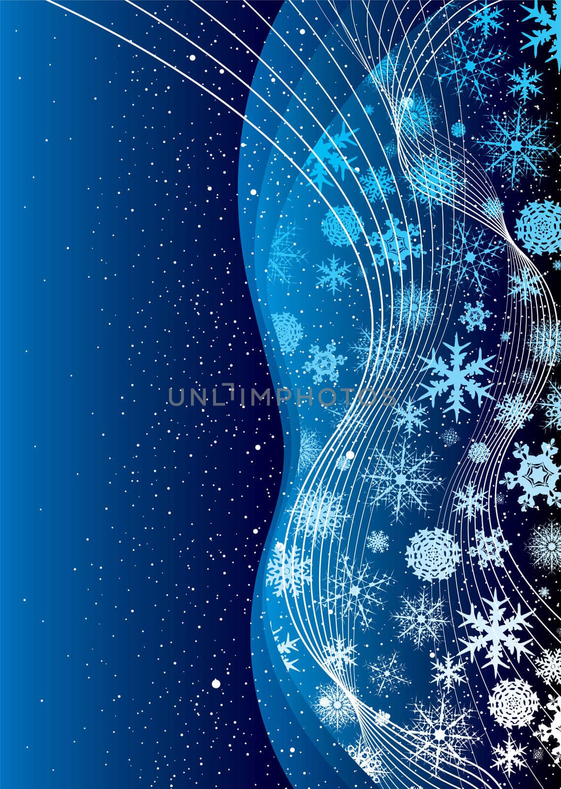 shades of blue abstract christmas background with snow flakes