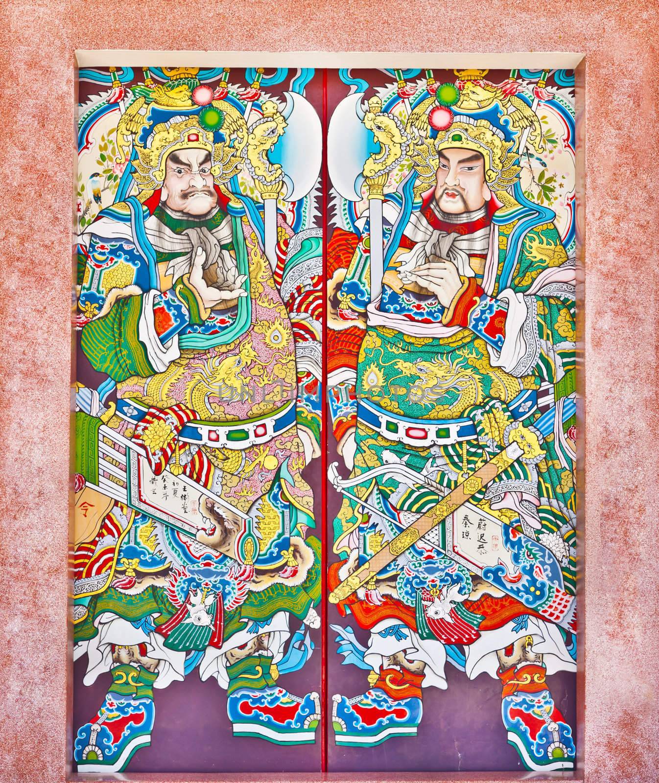 temple door decorations at Chinese Temple in Thailand by FrameAngel