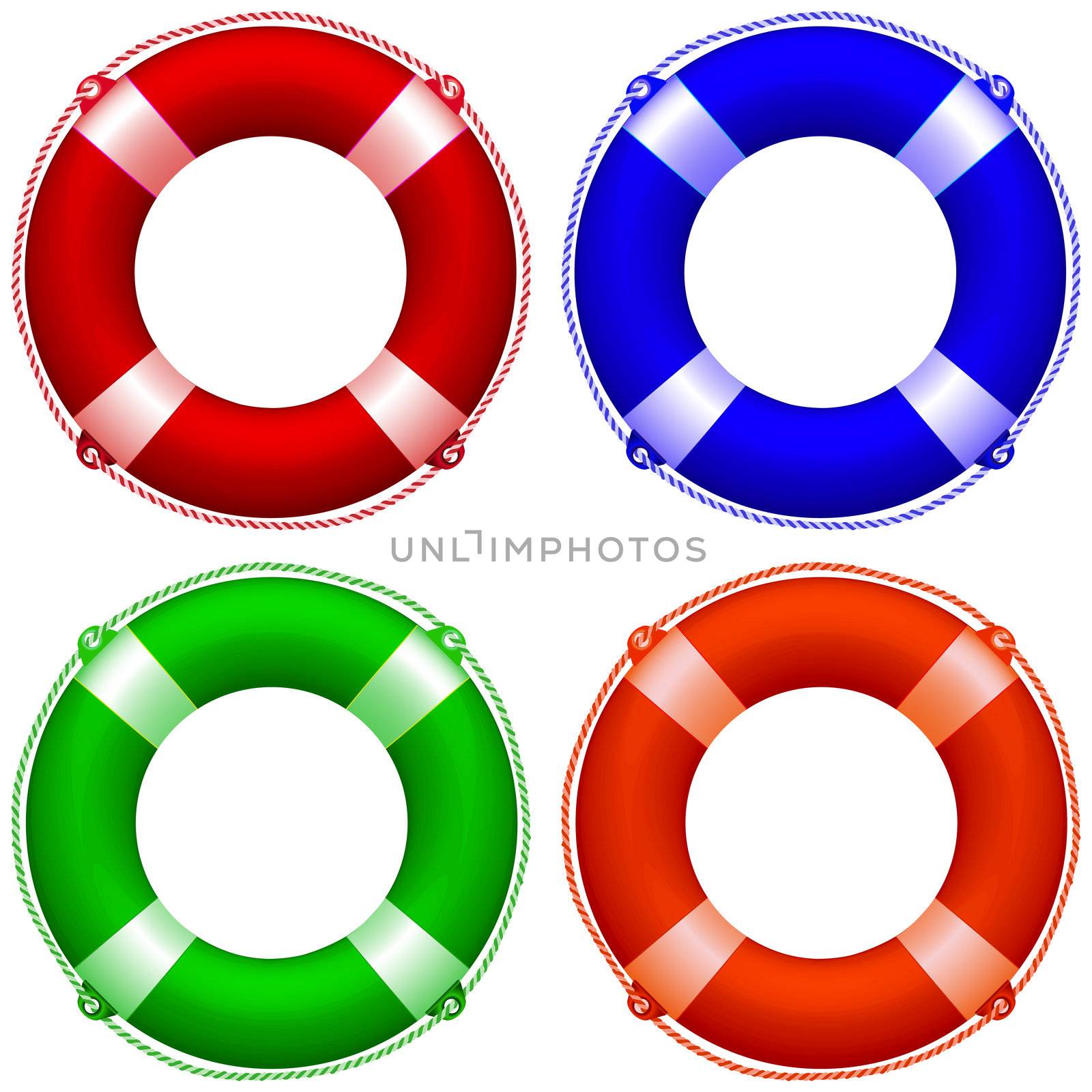 life buoy collection against white background, abstract vector art illustration