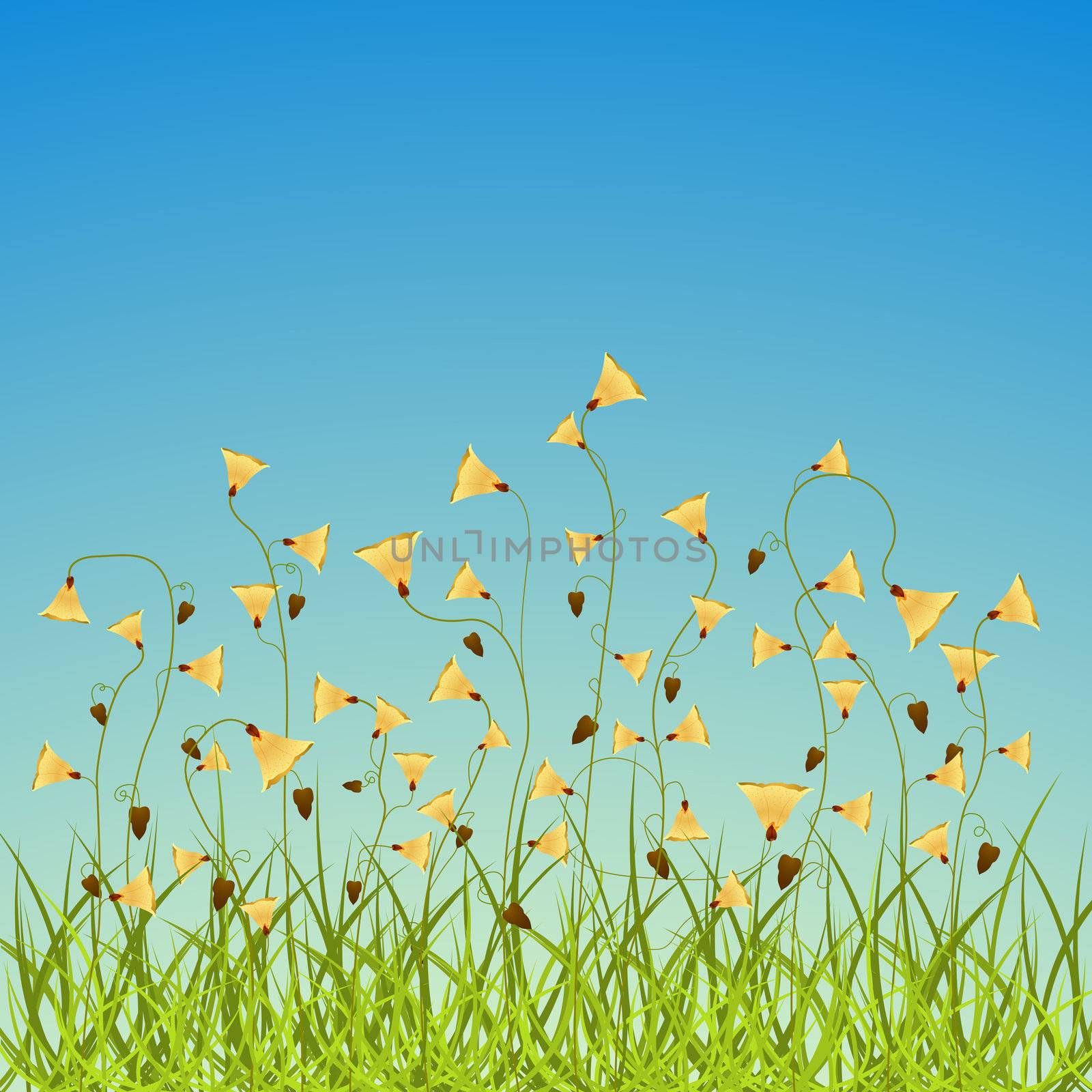 spring flowers field, abstract vector art illustration; image contains transparency