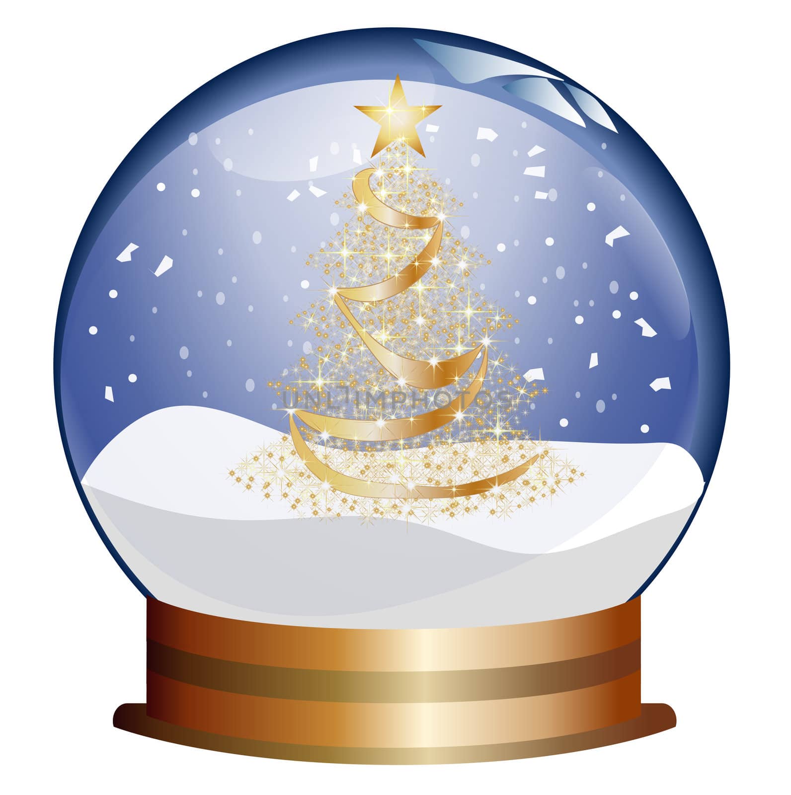 snowglobe with golden christmas tree by peromarketing