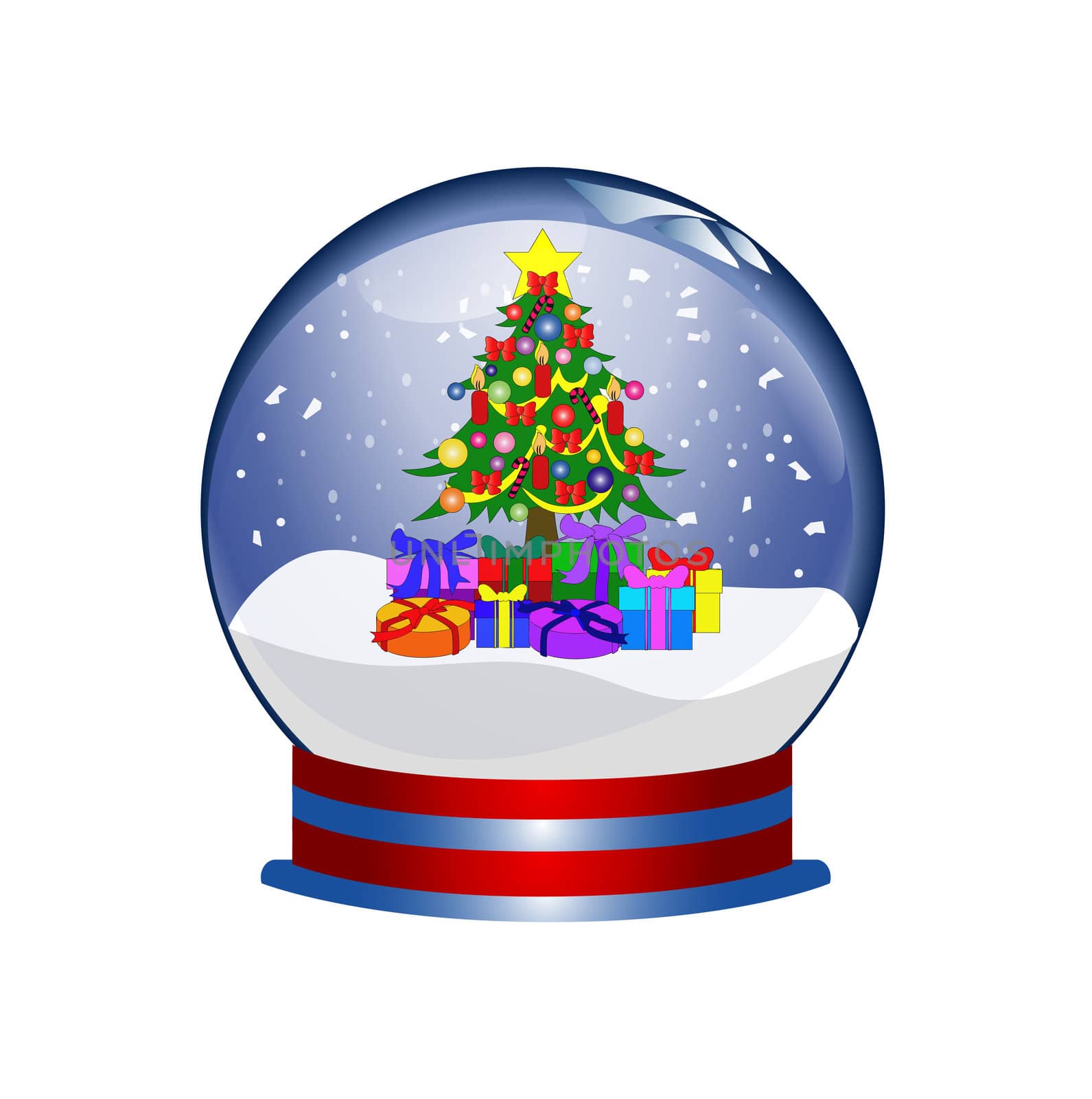 snowglobe with christmas tree and presents by peromarketing