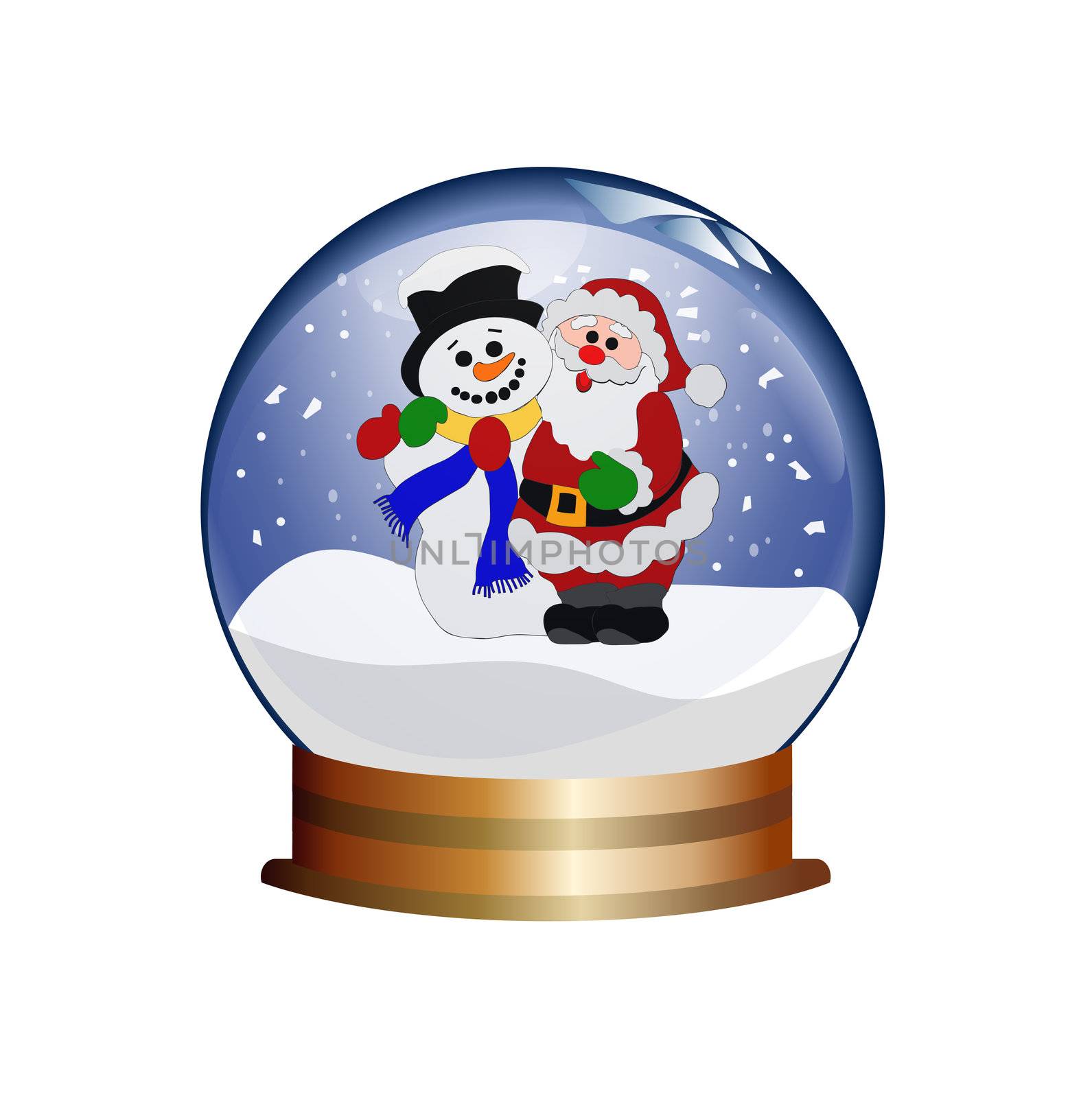 snowglobe with santa claus and snowman by peromarketing