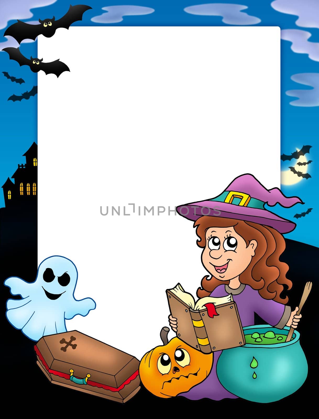 Halloween frame 4 with various objects - color illustration.