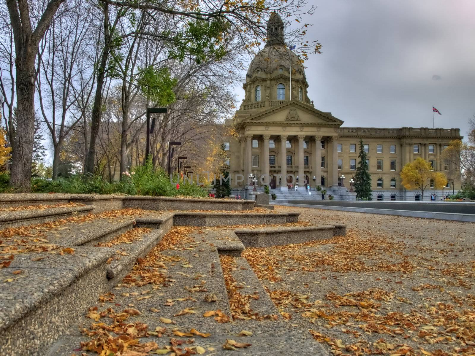 Legislature building and grounds in Edmonton, Alberta, Canada.