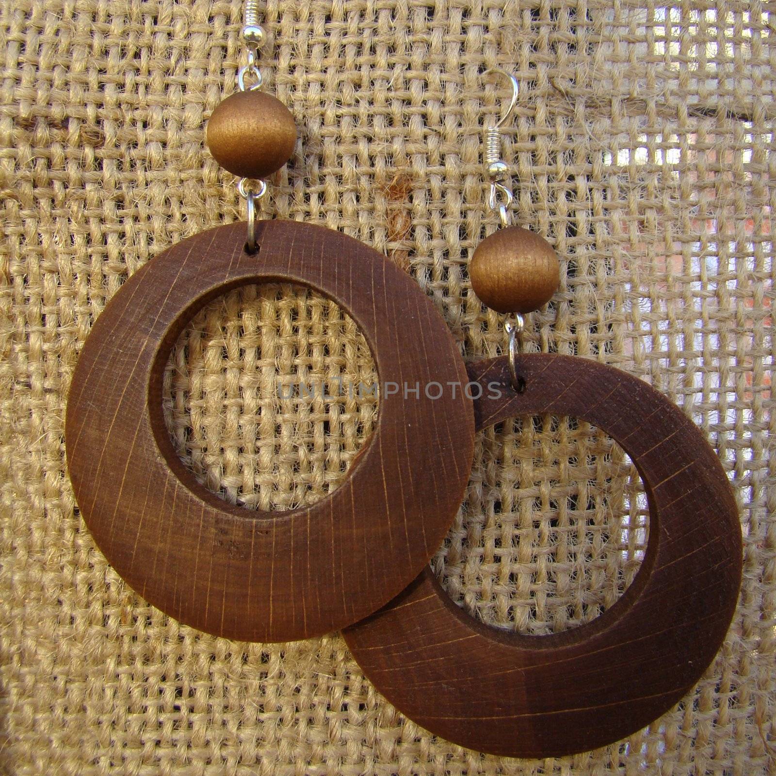 pair of brown round earrings