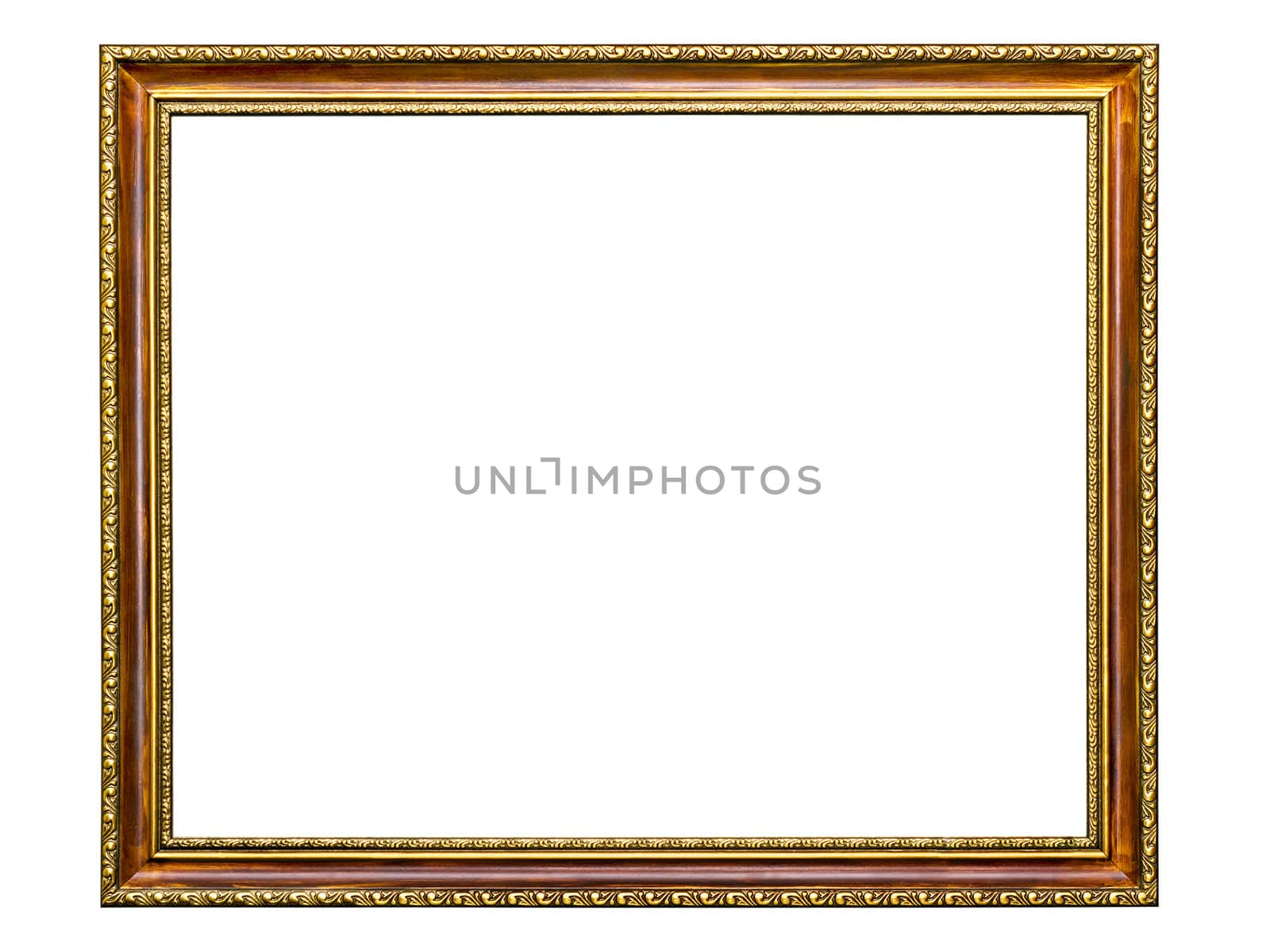 gold-patterned frame for a picture on a white background