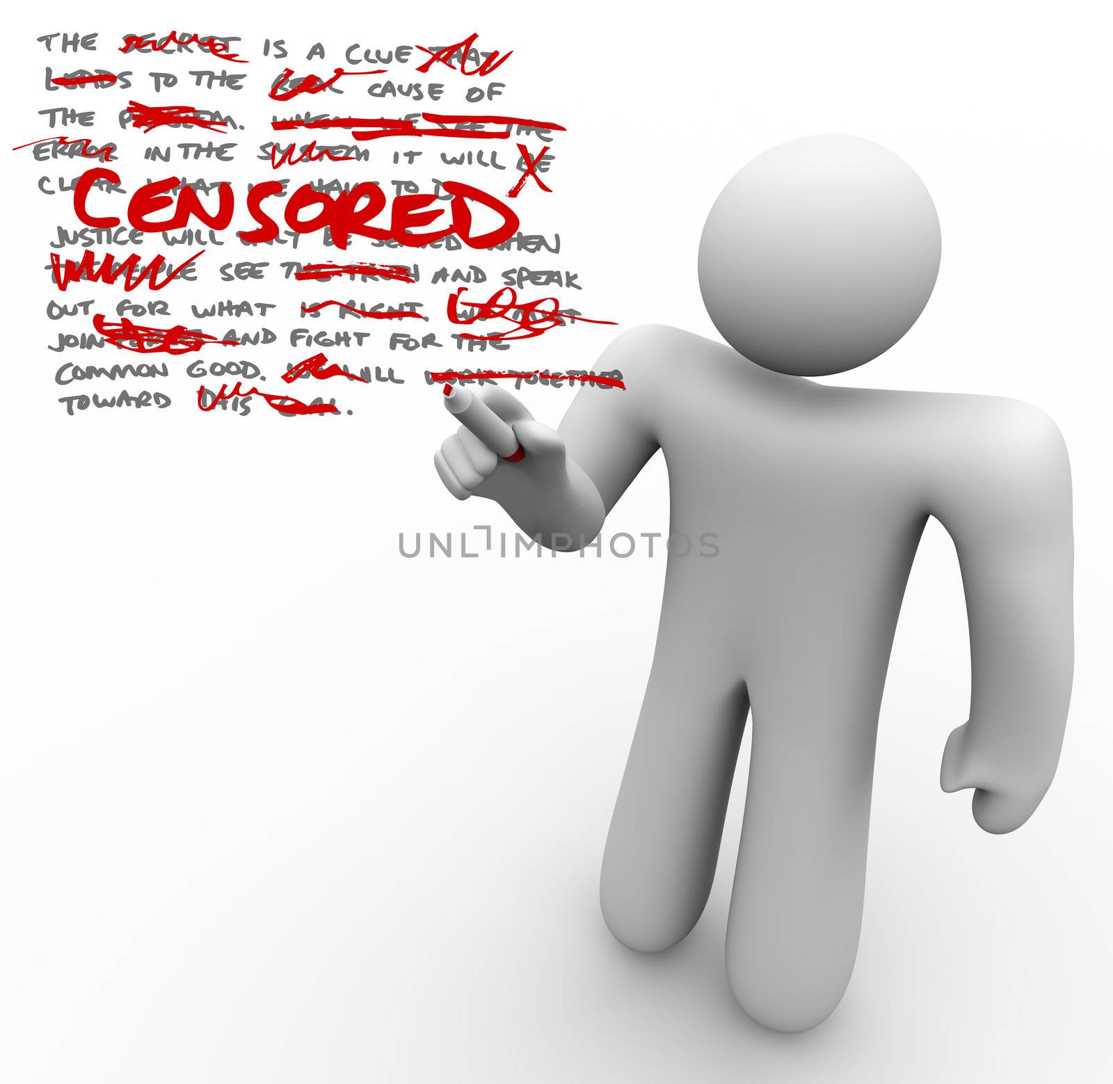 Censored - Man Edits Text Censoring Freedom of Speech by iQoncept