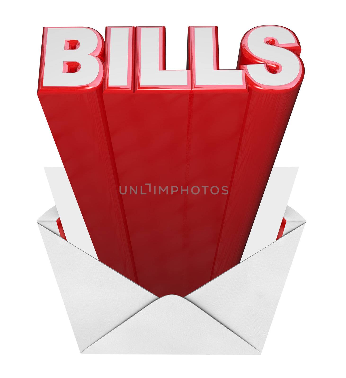 Bills Word in Envelope - Time to Pay Invoices and Expenses by iQoncept