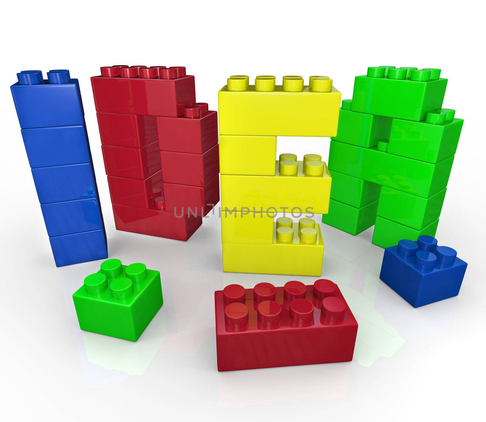 The word Idea built with toy building blocks representing brainstorming and creative play to come up with innovative ideas to solve a problem