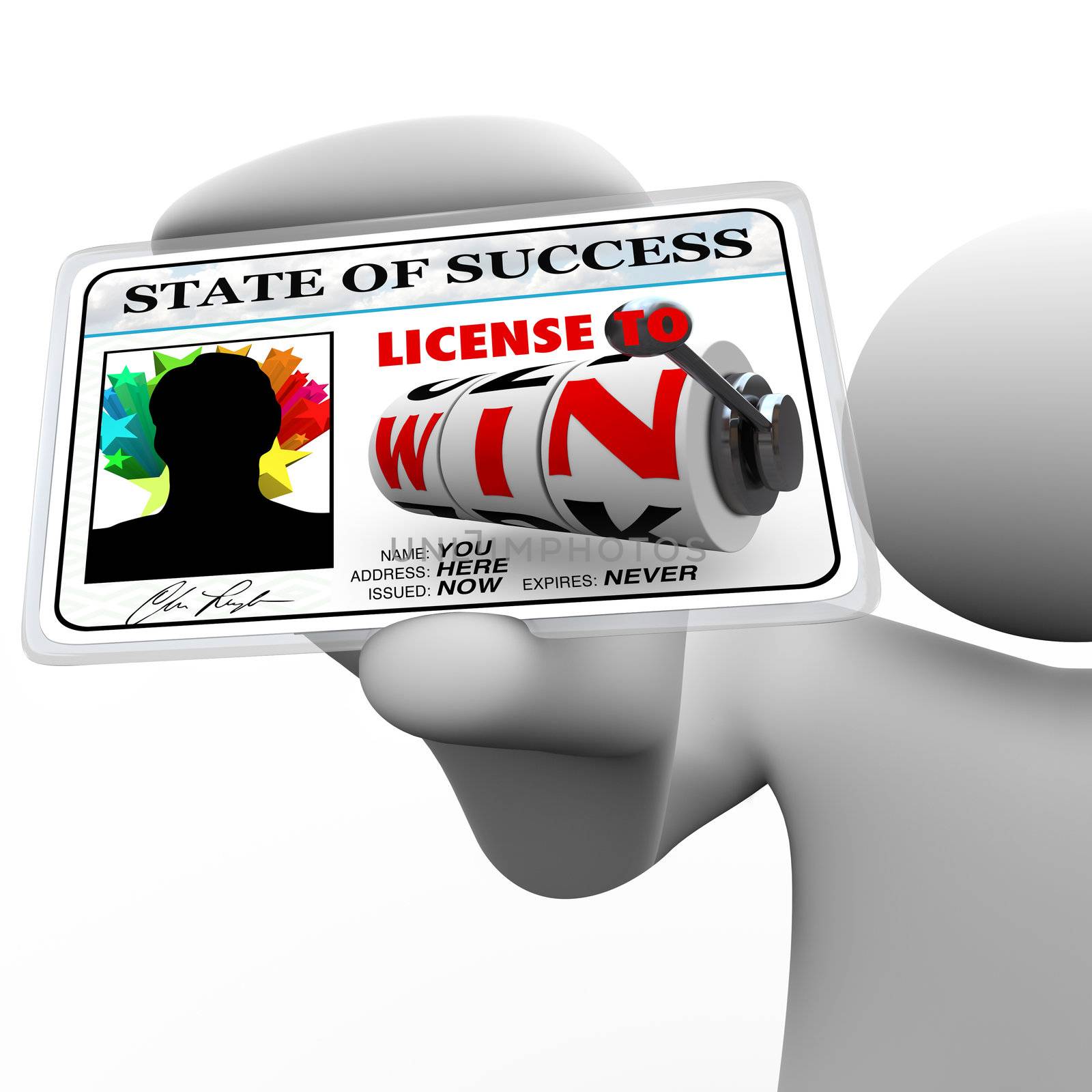 License to Win appears on this plastic laminated card as a person's access for opportunity in winning in life - business, gambling, sports or life in general