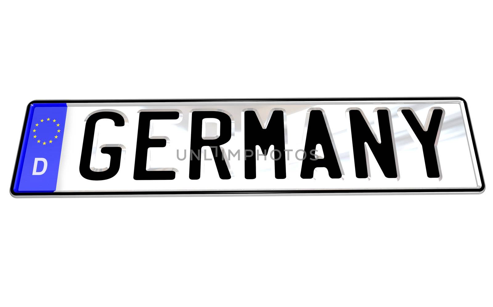 The word Germany appears on a white license plate following the format of the German automotive license plate
