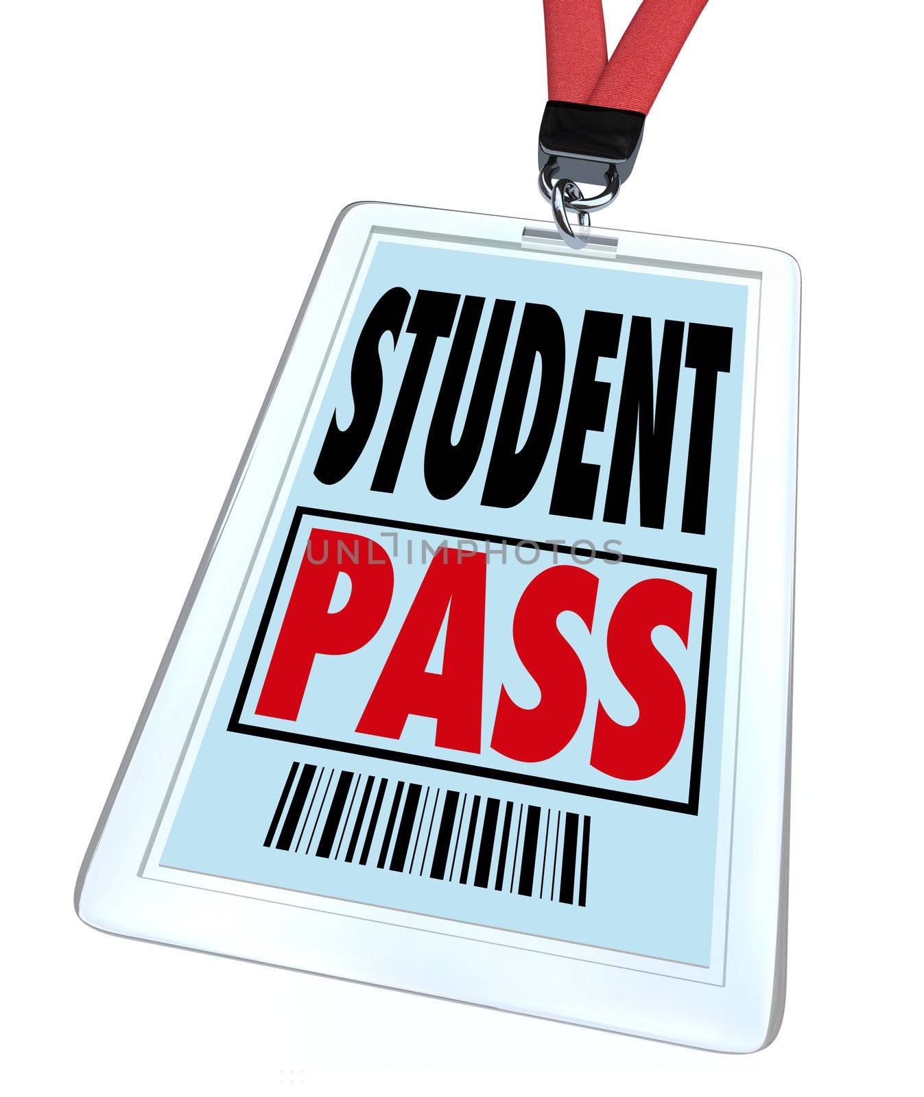 A student pass in badge holder and with lanyard that a school pupil would wear on a special event or field trip for educational purposes