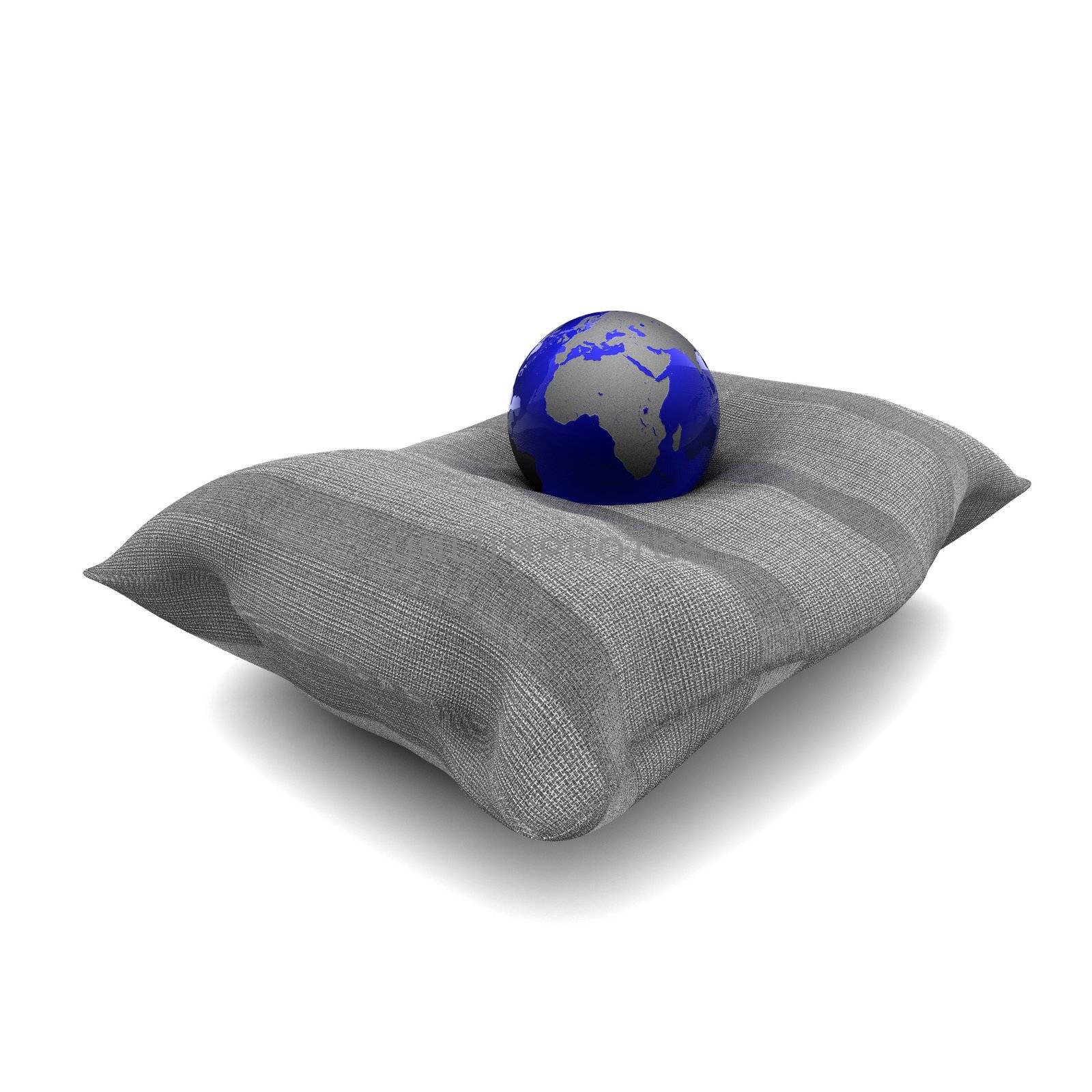 A crystal earth on a soft cushion