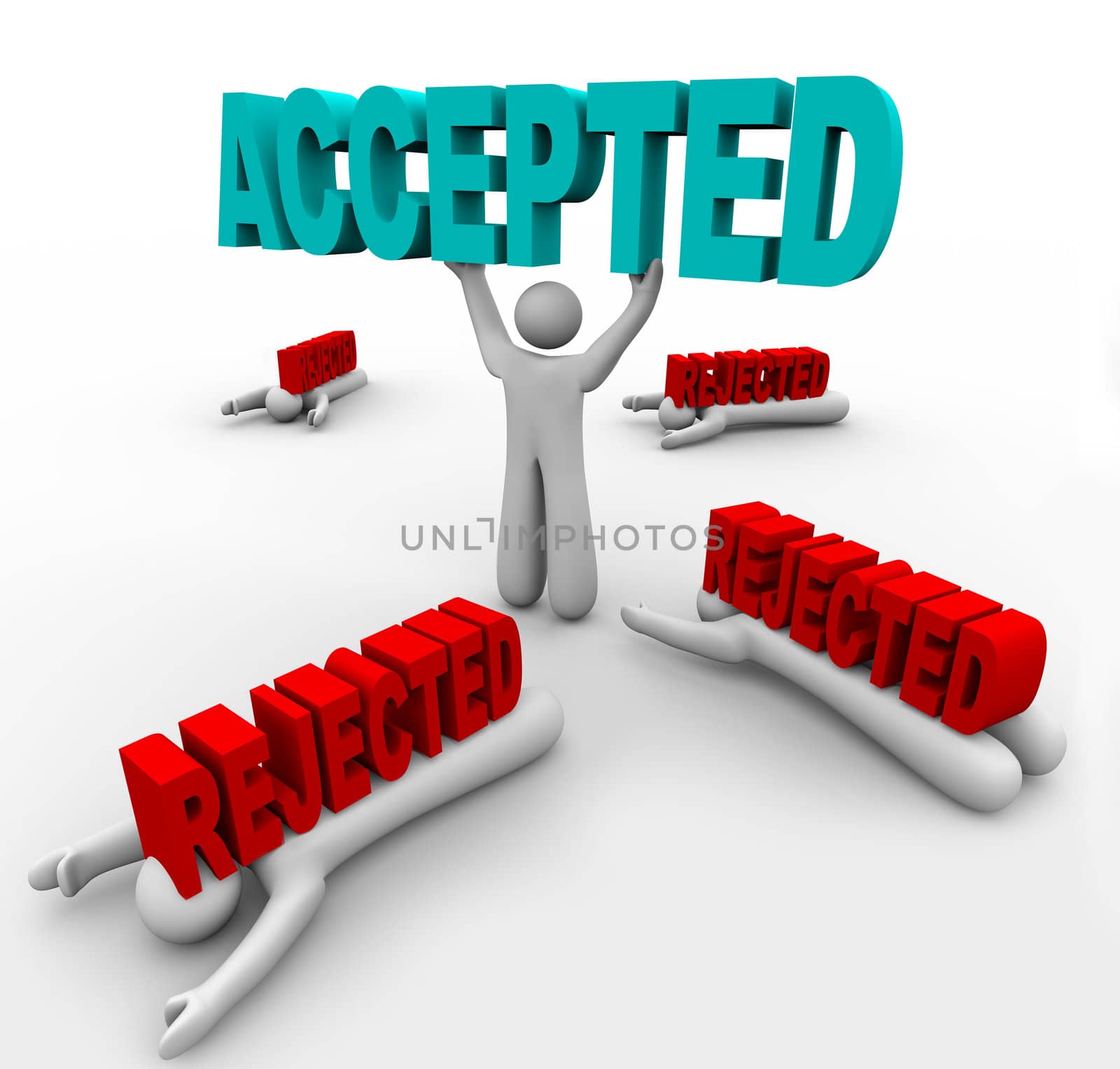 Accepted Person Lifts Word - Others Crushed by Rejection by iQoncept