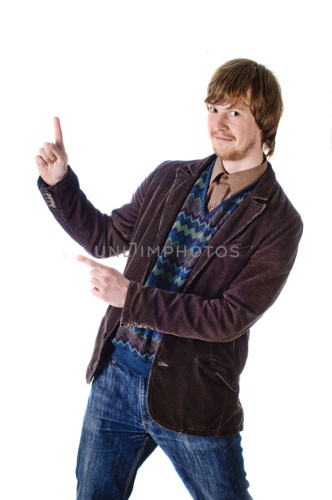 Smiling man on white isolated backgroud