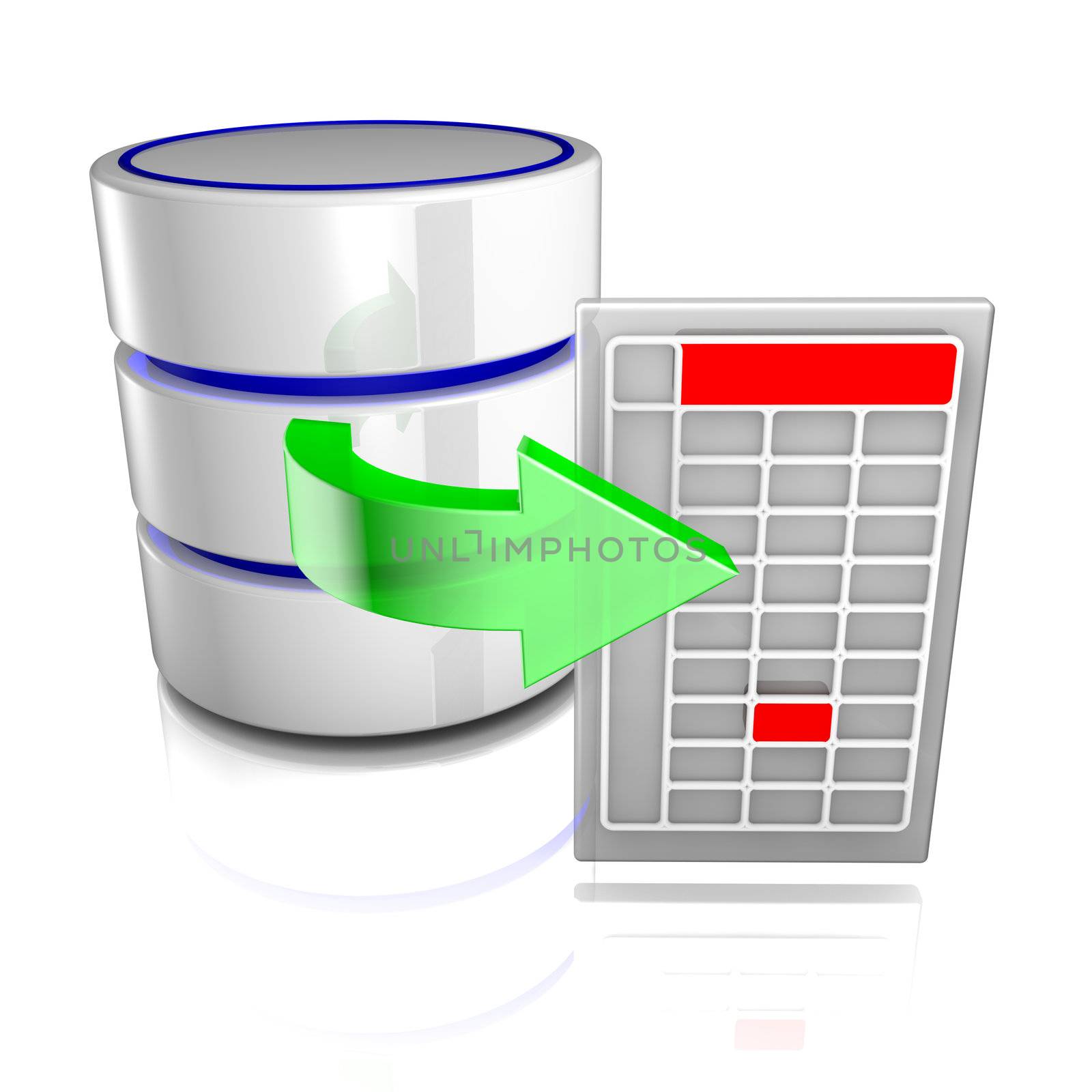 Icon symbolizing a database export to an external file.