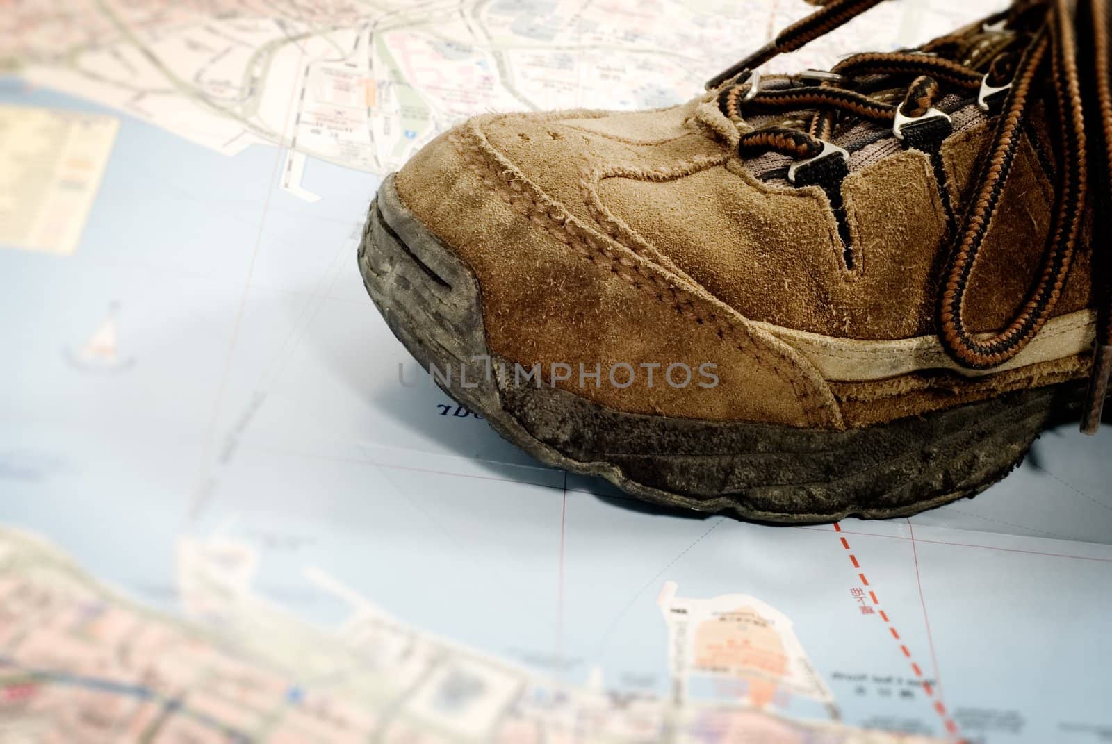 It is one shoe on the map,traveling world alone.