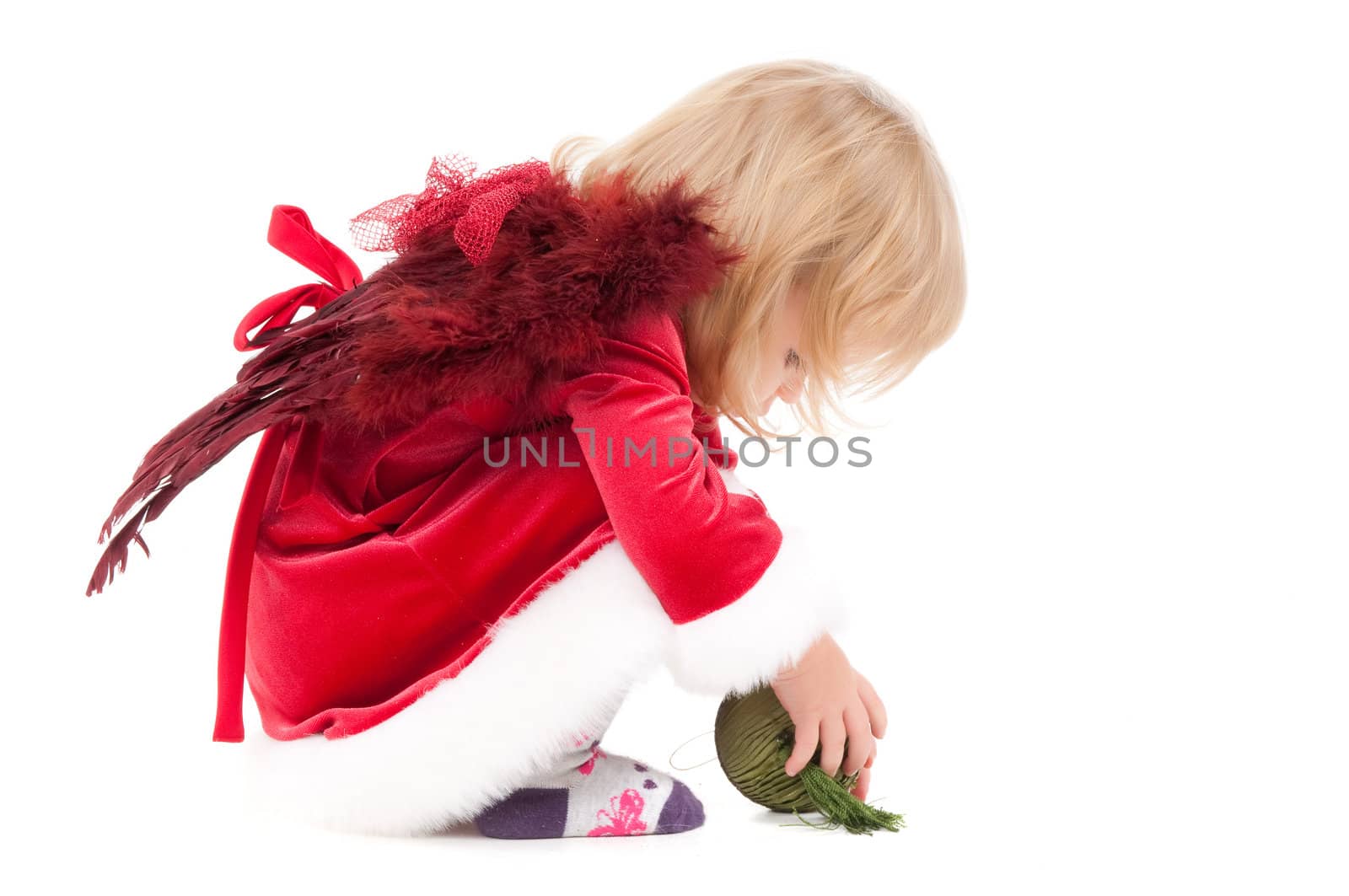 Little christmas baby-girl isolated on white