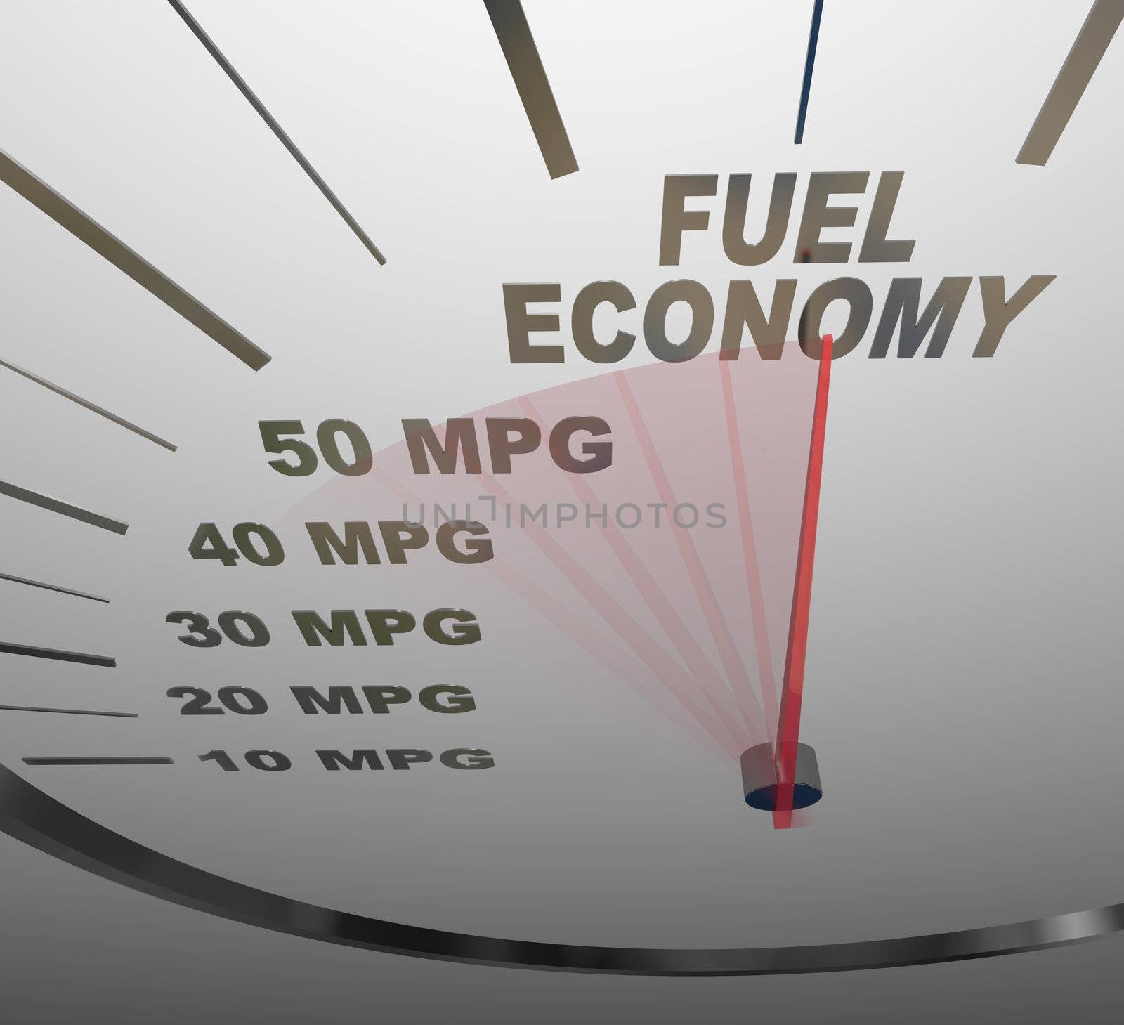Fuel Economy Speedometer Measures MPG Efficiency in Car or Vehic by iQoncept
