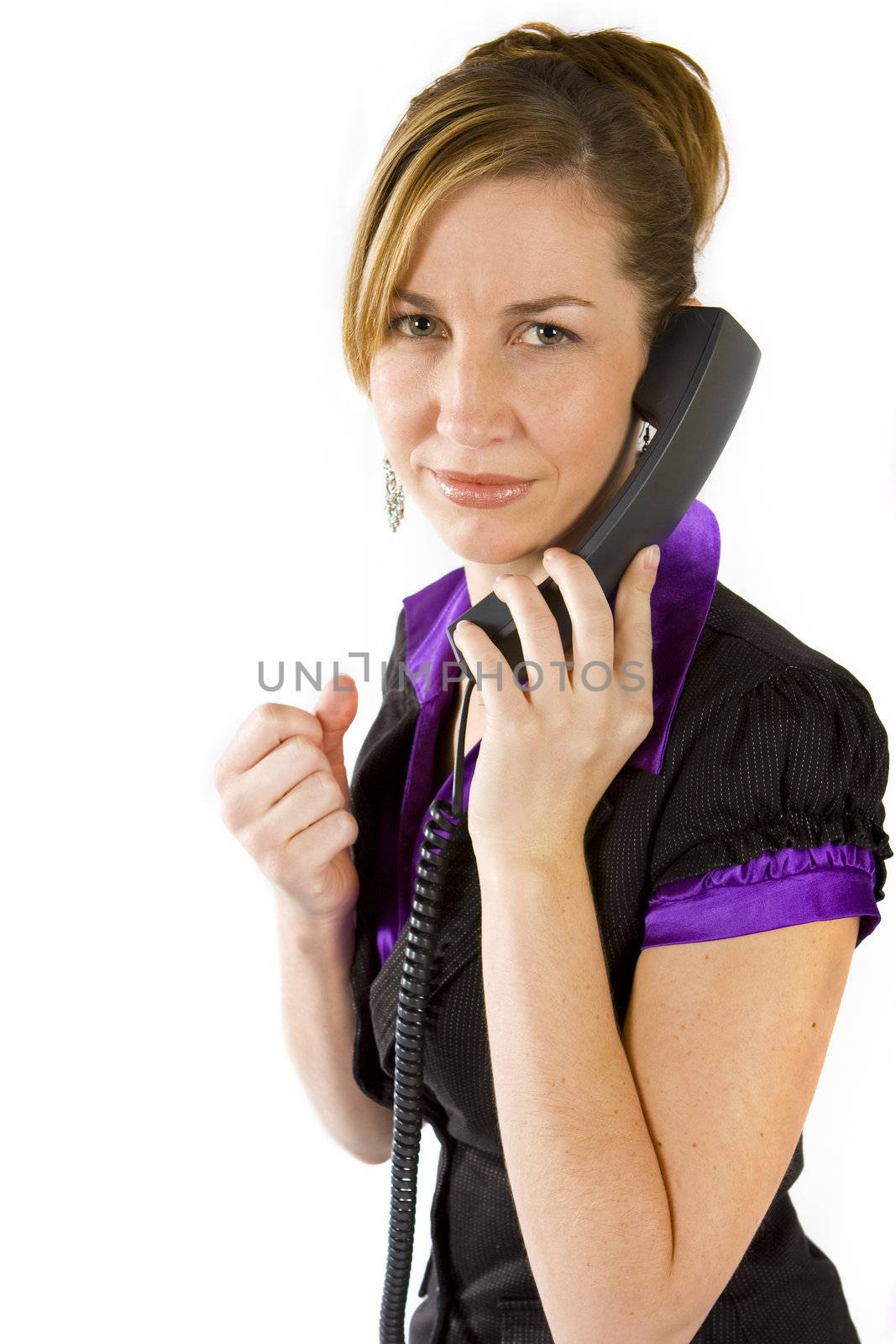 Determined Business woman speaking on the phone