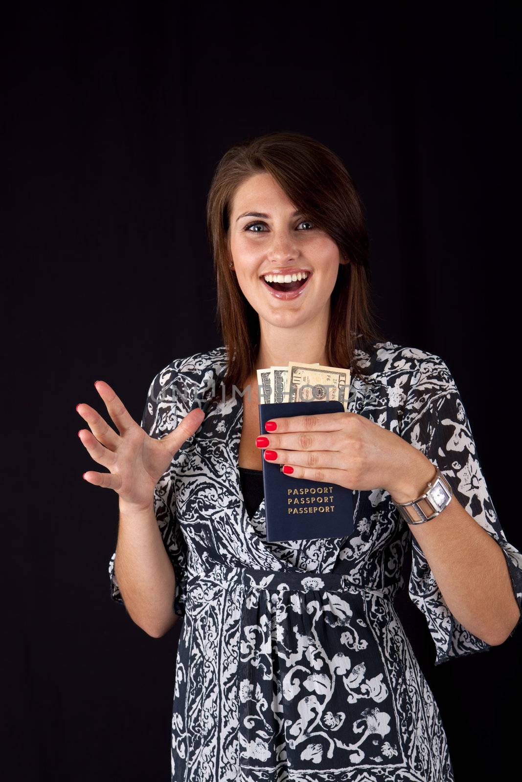 Enthusiastic world traveller excited about her trip