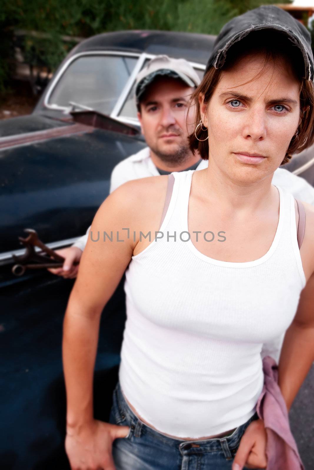 Couple with Vintage Car by Creatista